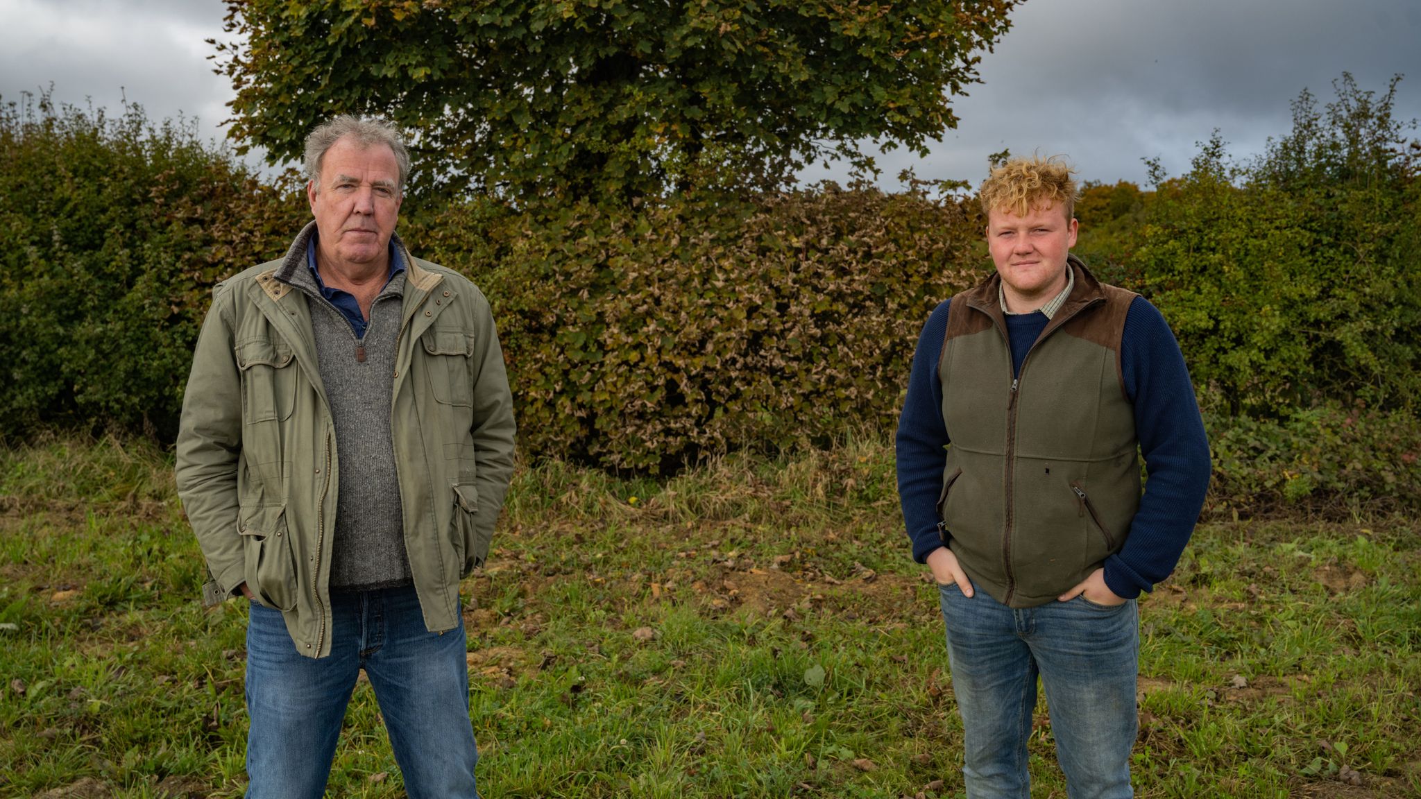Jeremy Clarkson and Kaleb Cooper in Clarkson&#39;s Farm. Pic: Amazon Prime Video