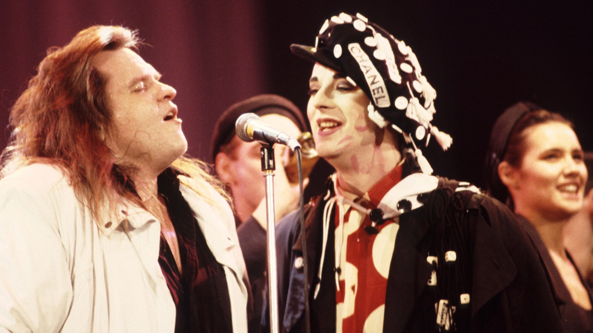 Pic; Andre Csillag/Shutterstock Meat Loaf and Boy George at the Aids Benefit show, Wembley. London - Apr 1987 Apr 1987
