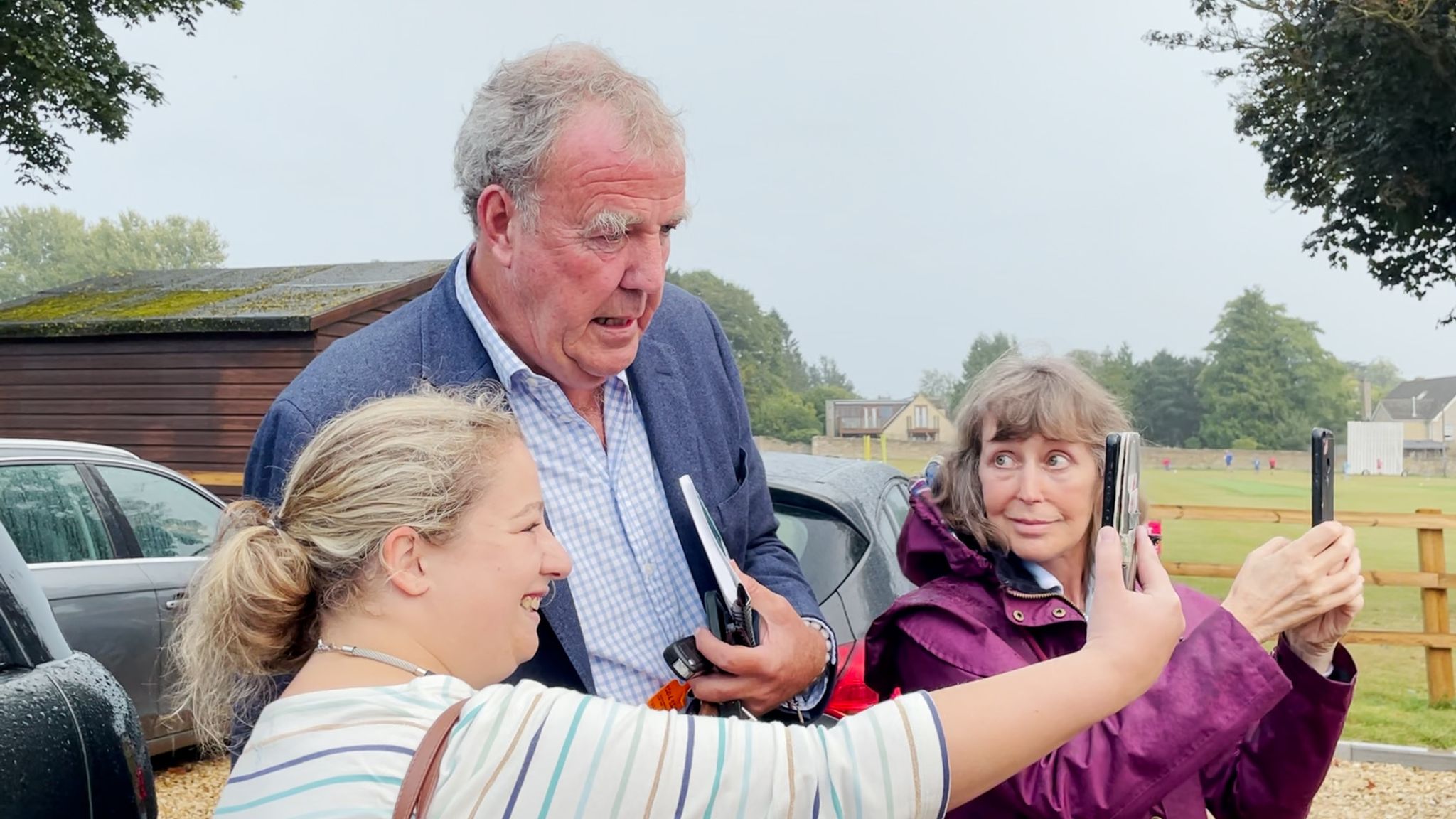 Jeremy Clarkson with fans at the Memorial Hall in Chadlington