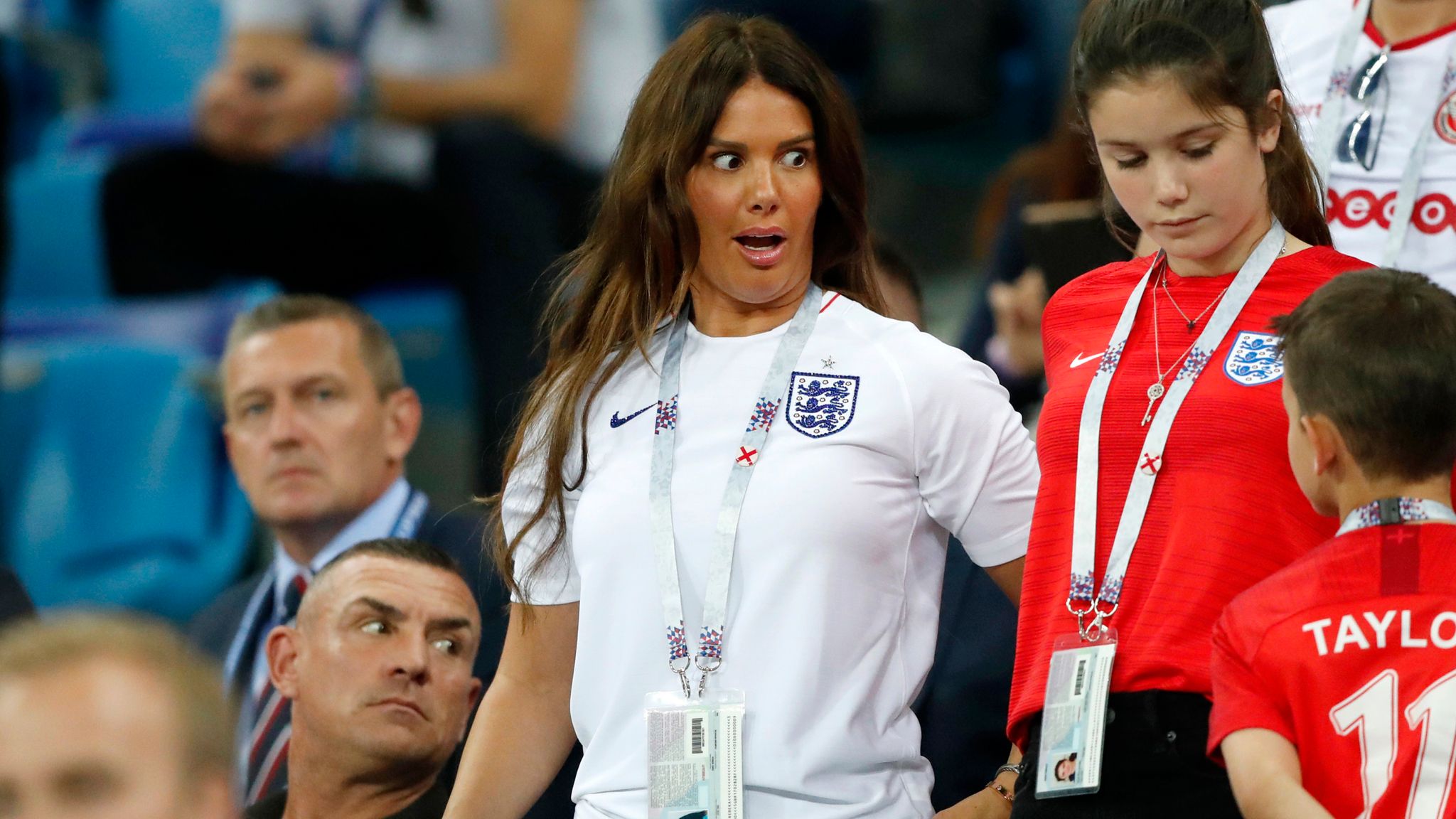Rebekah Vardy at the Tunisia and England match during the 2018 World Cup. Pic: AP