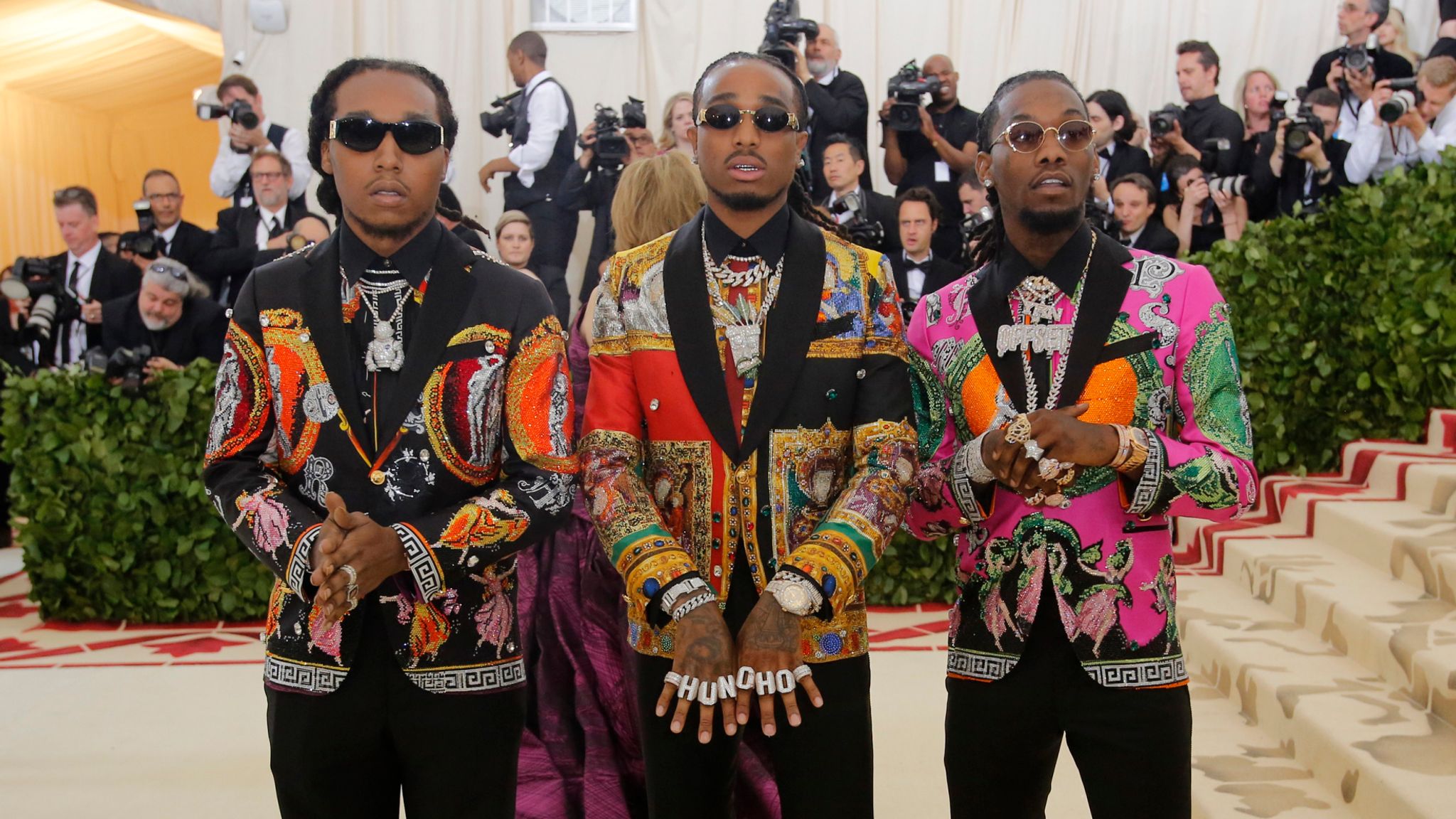 (L-R) Offset, Quavo, and Takeoff of Migos arrive at the Metropolitan Museum of Art Costume Institute Gala