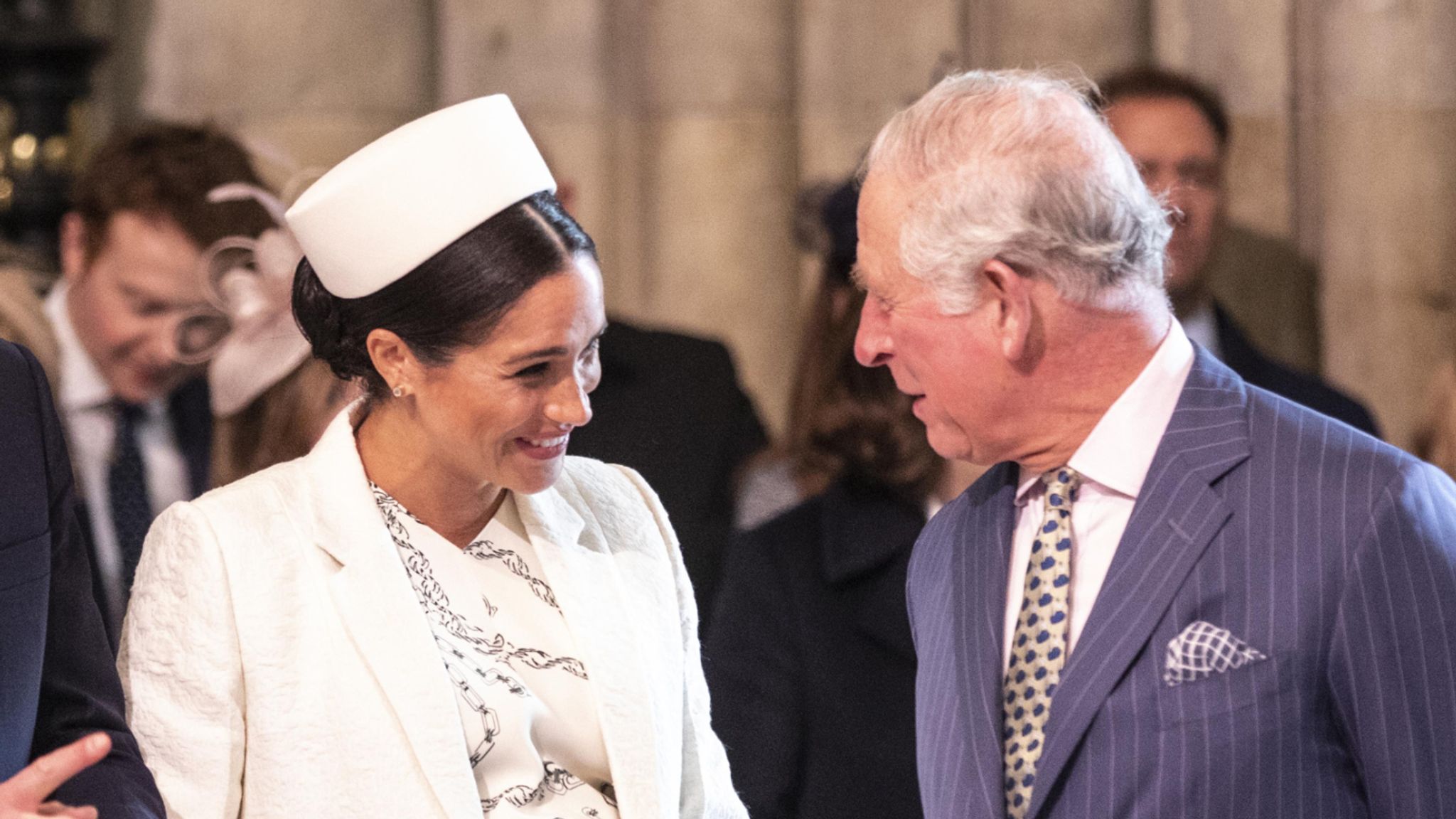 Meghan with King Charles, who was then the Prince of Wales, in 2019