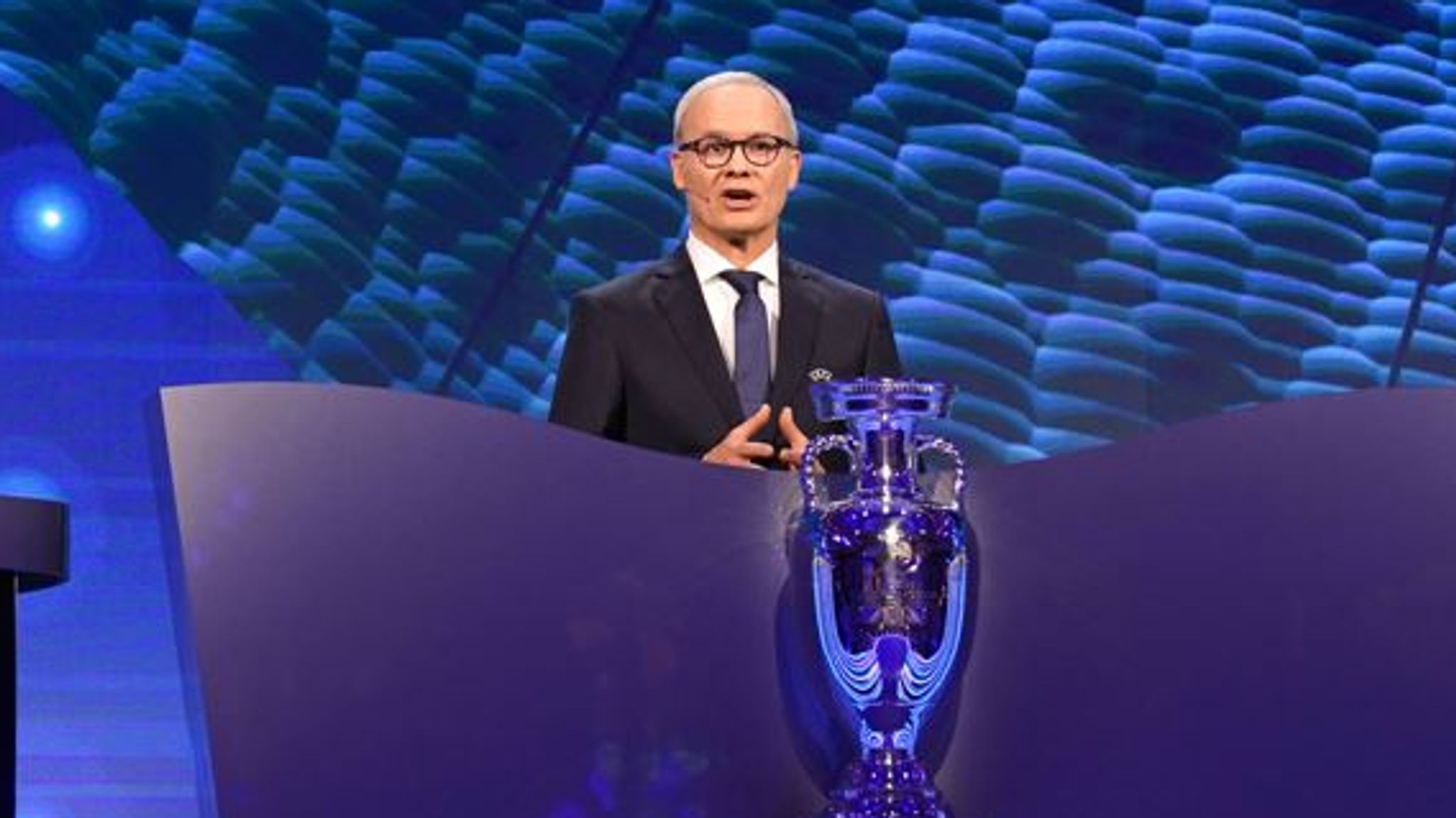 UEFA Euro 2024 Draw - Elbphilharmonie Hamburg UEFA Deputy General Secretary Giorgio Marchetti during the UEFA Euro 2024 draw at the Elbphilharmonie in Hamburg, Germany. Picture date: Saturday December 2, 2023. Read less Picture by: Adam Davy/PA Wire/PA Images Date taken: 02-Dec-2023