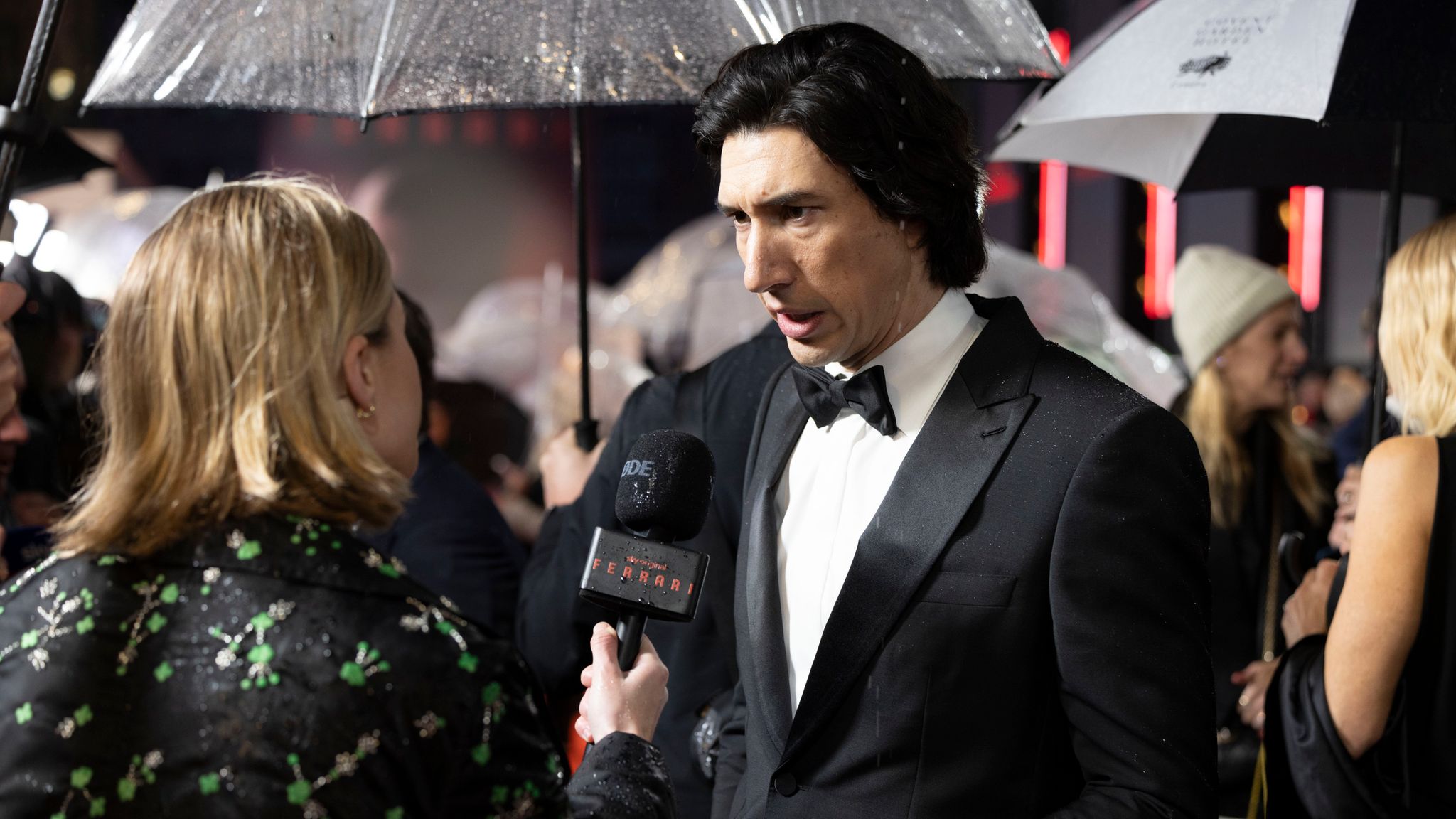 Adam Driver of Sky Original film ...FERRARI... attends the UK premiere as talent arrive in London, including director Michael Mann, alongside Adam Driver, Penelope Cruz, Shailene Woodley, Patrick Dempsey and Jack O...Connell. Ferrari in cinemas on Boxing Day.