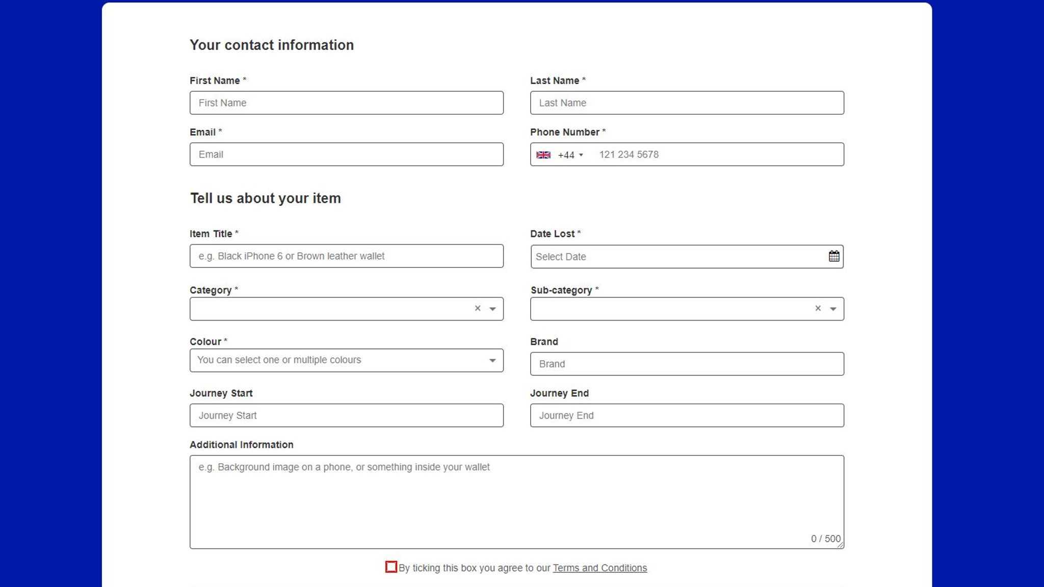 the information page on TfL&#39;s lost property site