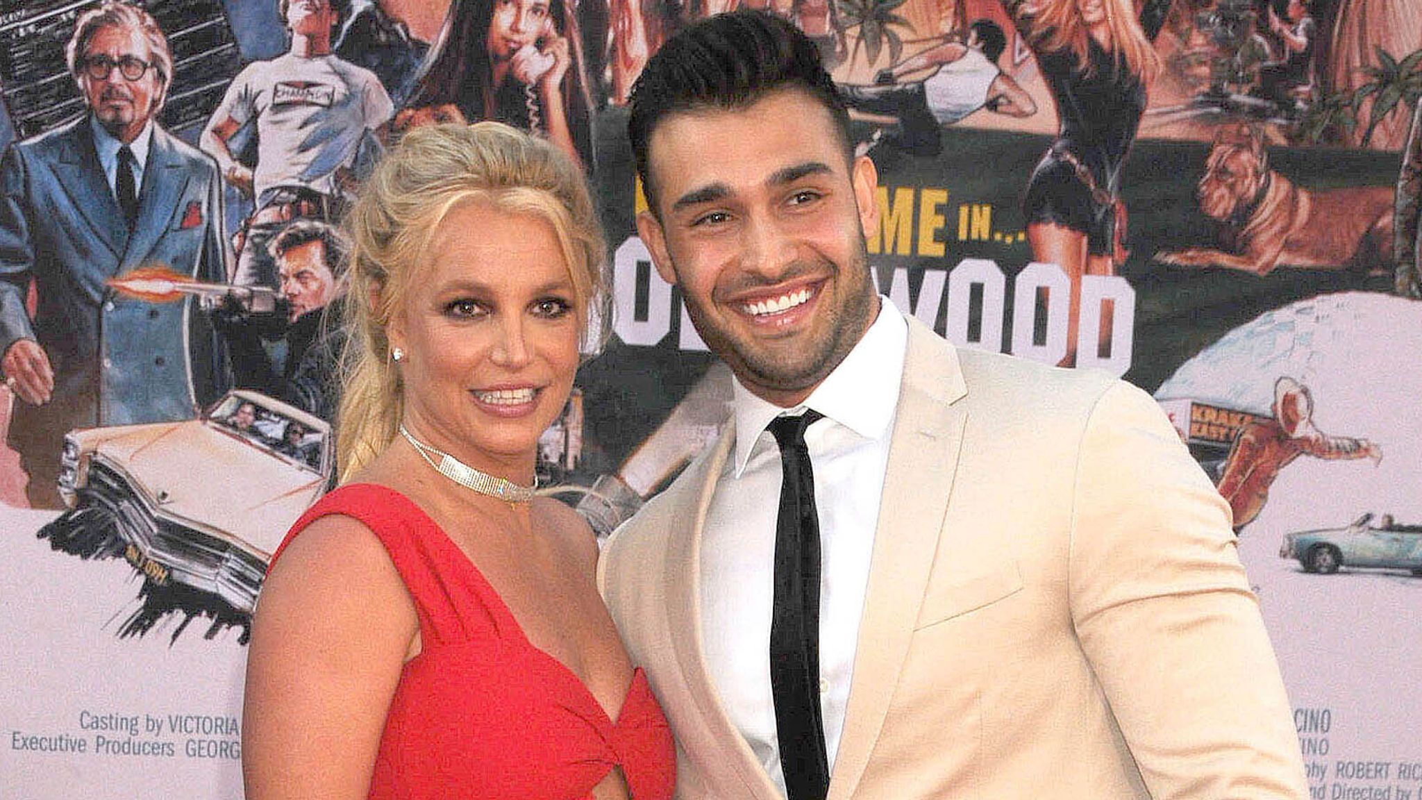 Britney Spears and Sam Asghari at the premiere of &#39;Once Upon A Time In Hollywood&#39; in Los Angeles CA Pic:AP