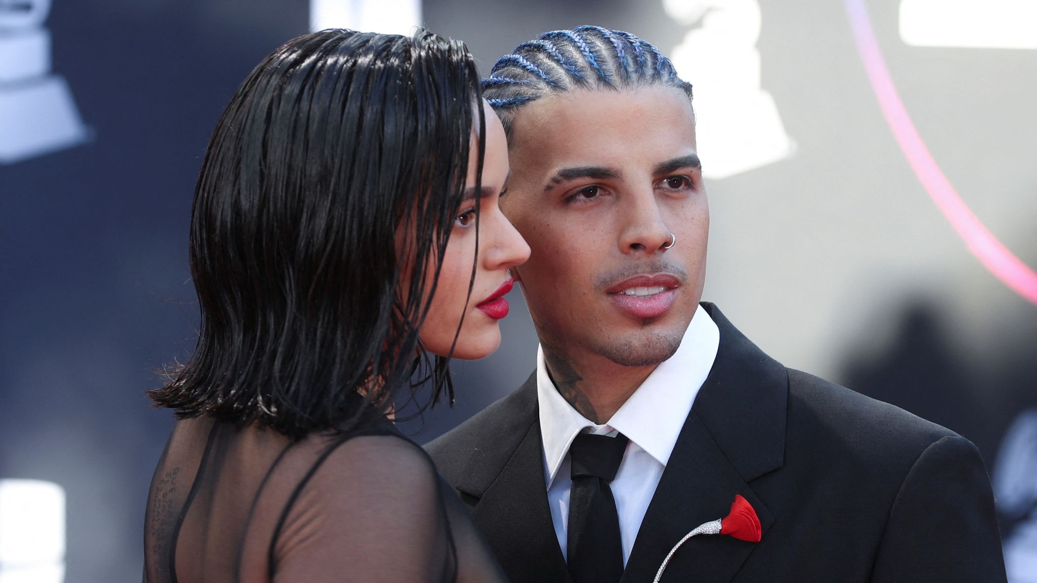 Rauw Alejandro and Rosalia pose on the red carpet during the 23rd Annual Latin Grammy Awards show in Las Vegas, Nevada, U.S., November 17, 2022. REUTERS/Steve Marcus