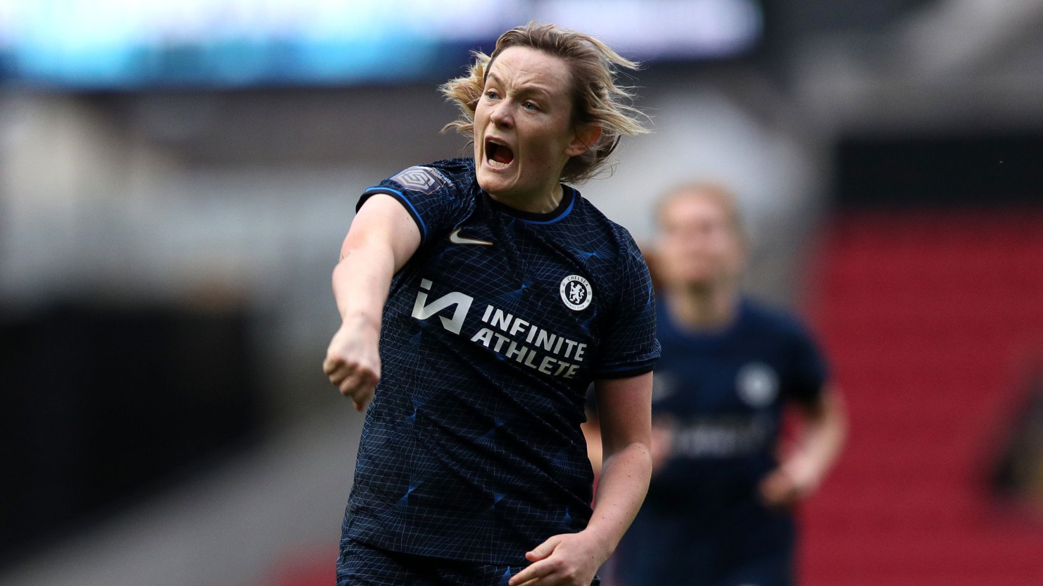 Erin Cuthbert celebrates scoring Chelsea&#39;s second goal