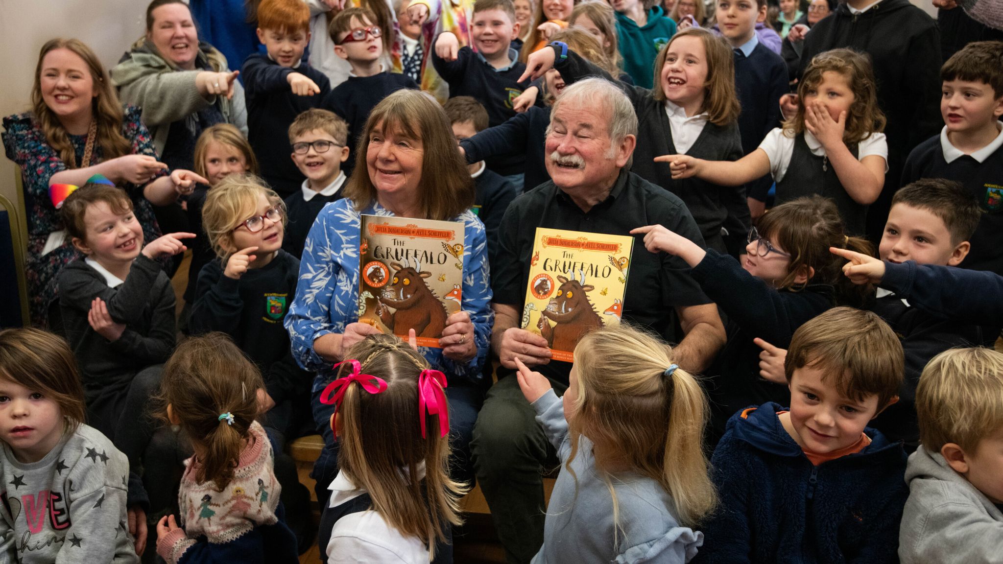 The Gruffalo writer Julia Donaldson returned to Auchterhouse Primary School in Angus. Pic: Alan Richardson