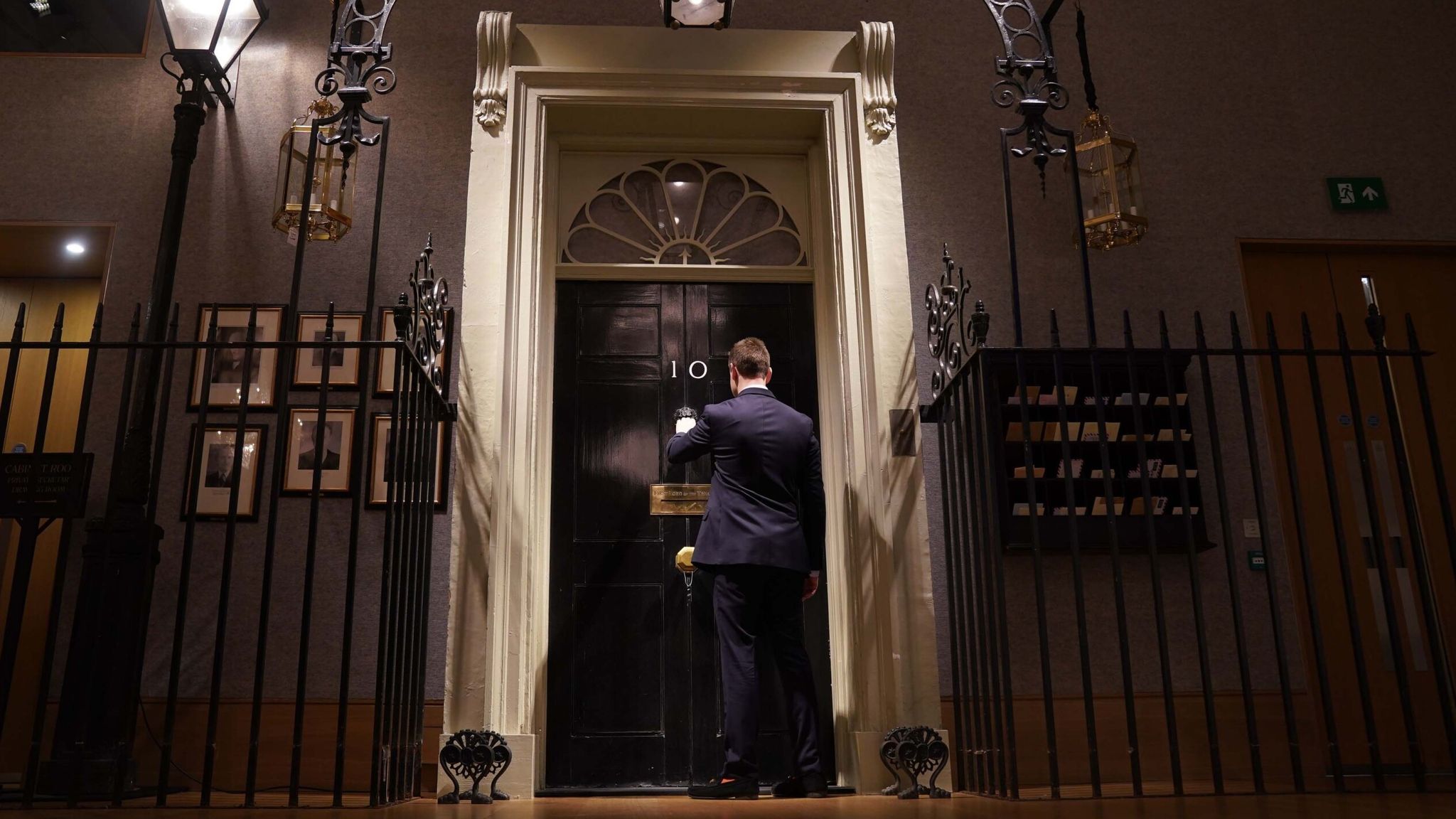 PABest A recreation of the Number 10 Downing Street facade and front door, which is part of the collection of more than 450 costumes, sets and props from the Netflix series The Crown, on show at Bonhams in central London, ahead of being auctioned next month. Picture date: Tuesday January 9, 2024. 