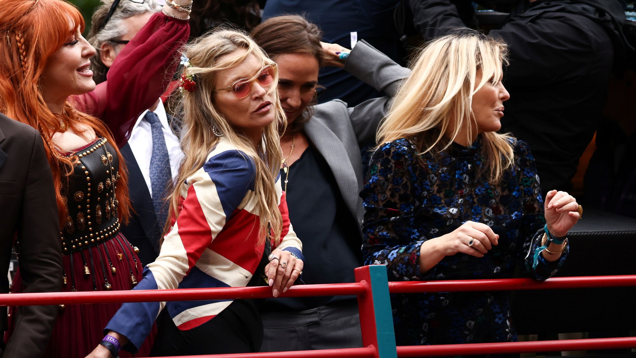 Kate Moss and Patsy Kensit take part in a parade during the Platinum Jubilee Pageant, marking the end of the celebrations for the Platinum Jubilee of Britain&#39;s Queen Elizabeth, in London, Britain, June 5, 2022. REUTERS/Henry Nicholls 