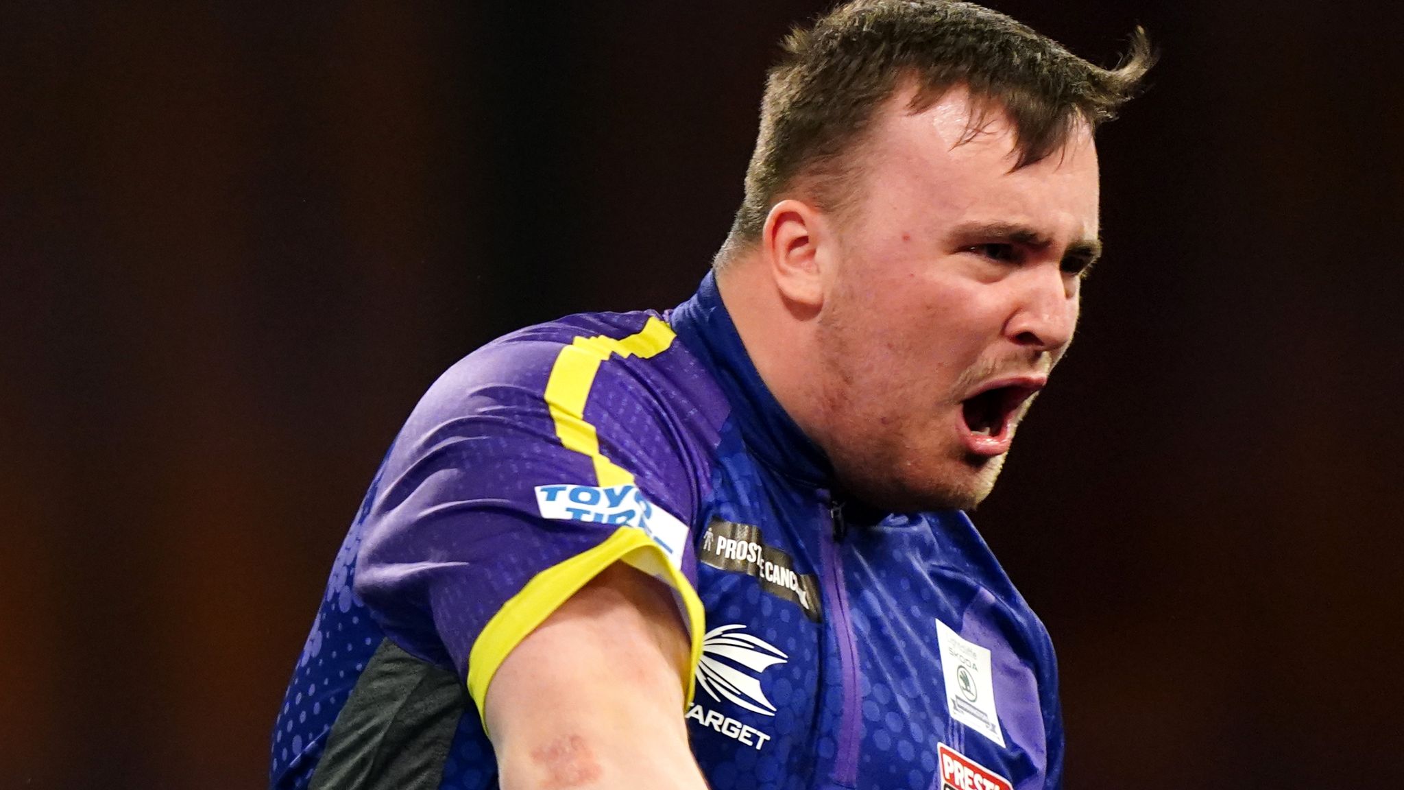 Luke Littler reacts during his match against Christian Kist (not pictured) on day six of the Paddy Power World Darts Championship at Alexandra Palace, London. Picture date: Wednesday December 20, 2023. PA Photo. See PA story DARTS World. Photo credit should read: Zac Goodwin/PA Wire...RESTRICTIONS: Use subject to restrictions. Editorial use only, no commercial use without prior consent from rights holder.