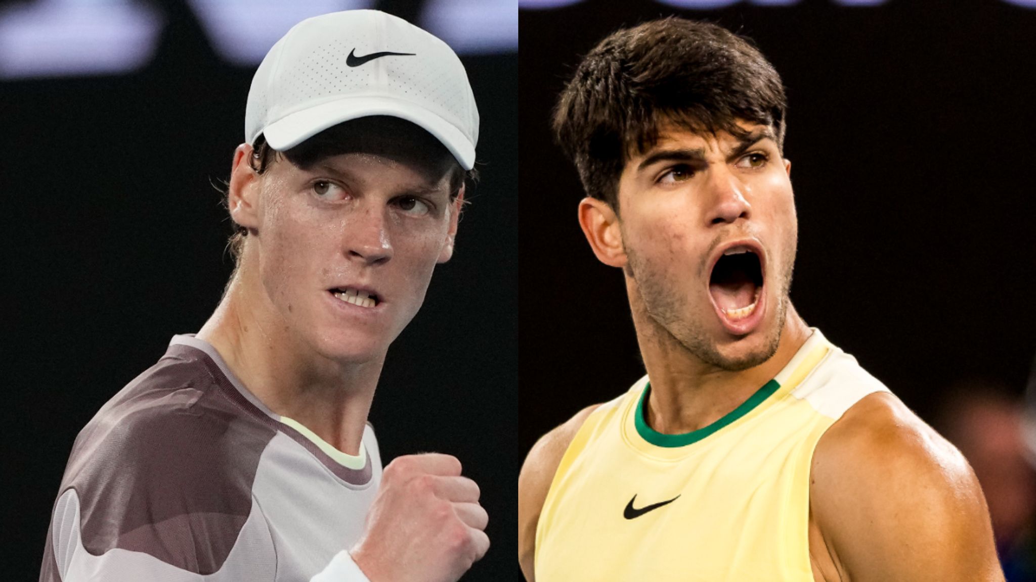 Jannik Sinner and Carlos Alcaraz at the Australian Open