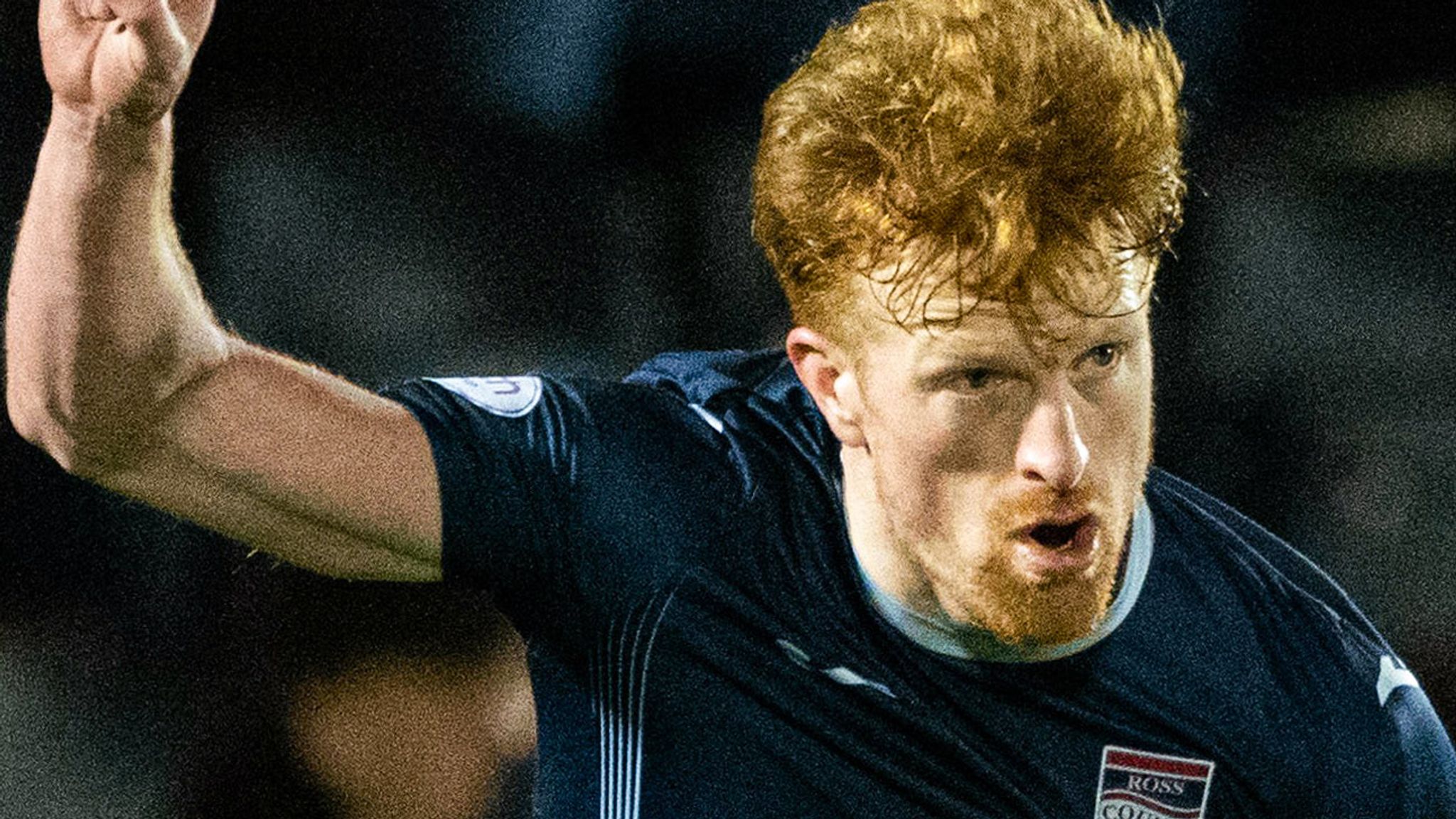 LIVINGSTON, SCOTLAND - JANUARY 30: Ross County's Simon Murray celebrates after scoring to make it 1-0 during a cinch Premiership match between Livingston and Ross County at the Tony Macaroni Arena, on January 30, 2024, in Livingston, Scotland. (Photo by Paul Devlin / SNS Group)