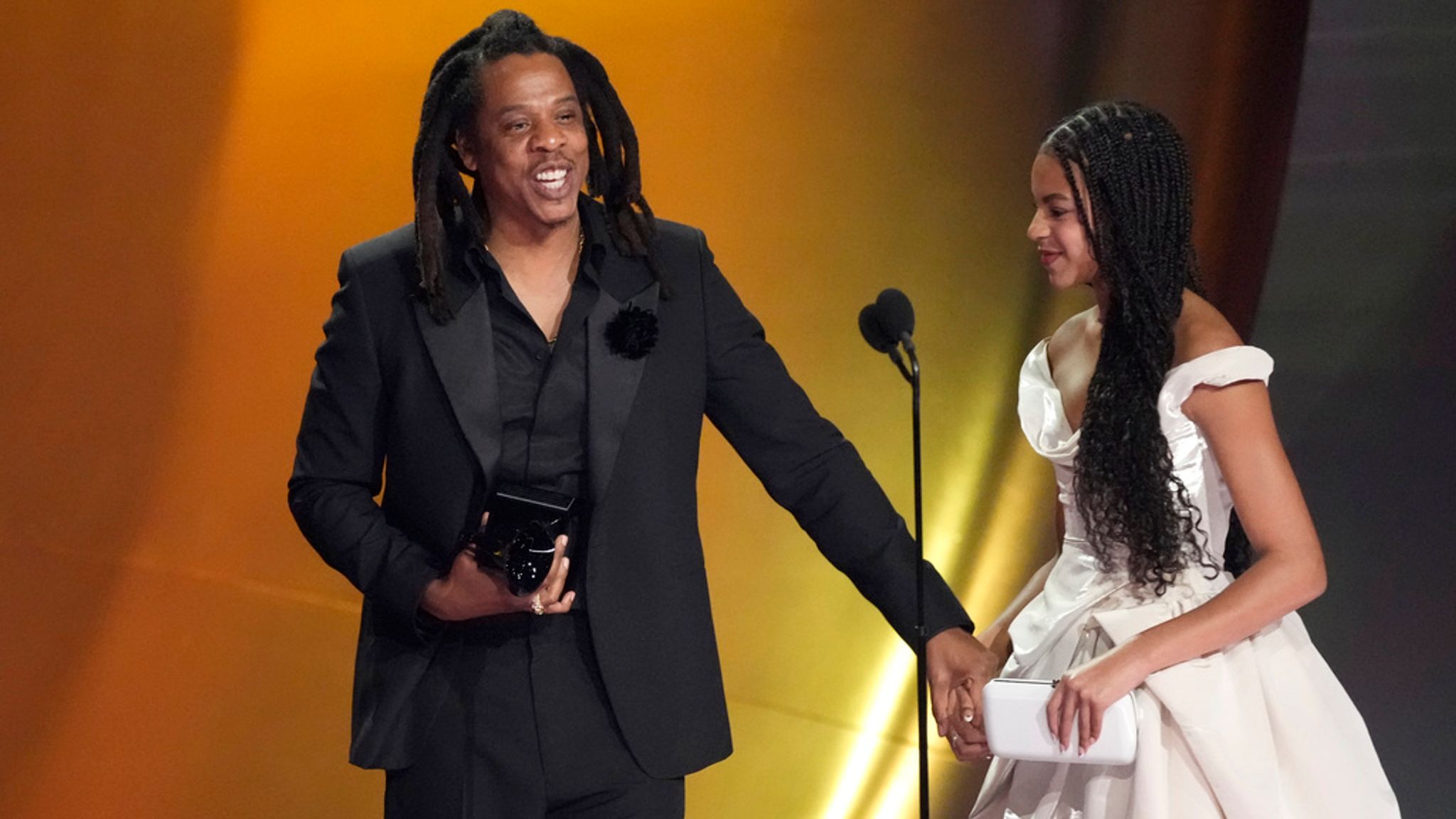 Jay-Z and his daughter Blue Ivy. Pic: AP