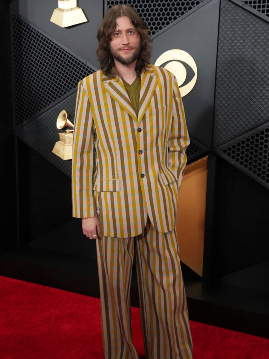 Retro stripes for Swedish conductor Ludwig Goransson. Pic: AP