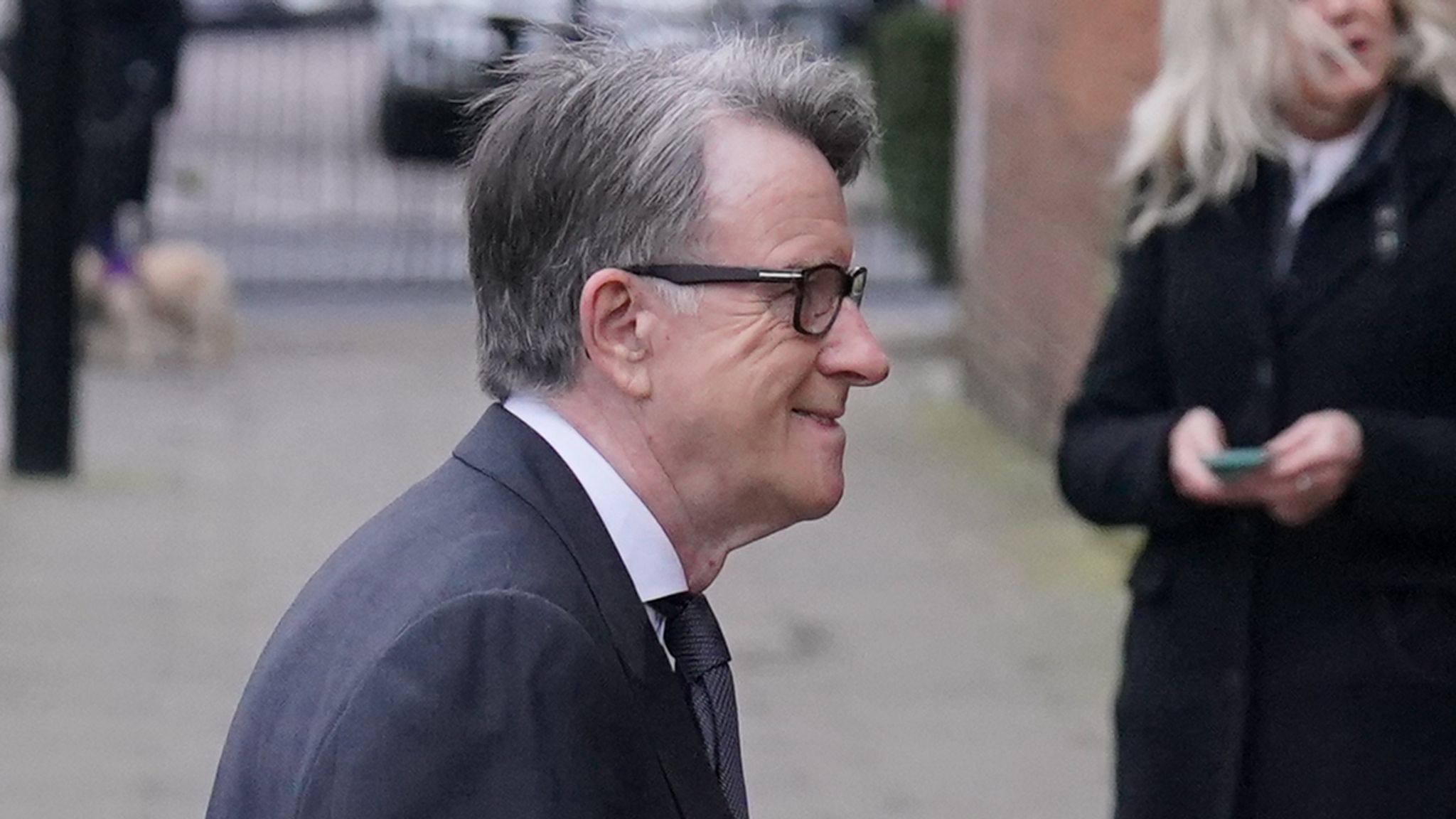 Pic: PA Lord Peter Mandelson attends the funeral service of Derek Draper at St Mary the Virgin church in Primrose Hill, north west London. The former lobbyist turned psychologist and author, who married presenter Kate Garraway in 2005, died last month following long-lasting symptoms from coronavirus. Picture date: Friday February 2, 2024.