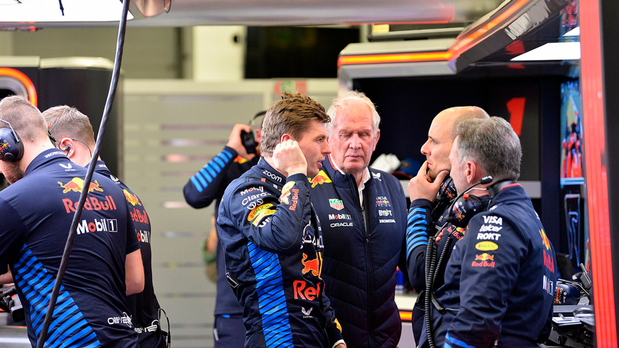 Verstappen in Bahrain on Thursday. Pic: AP