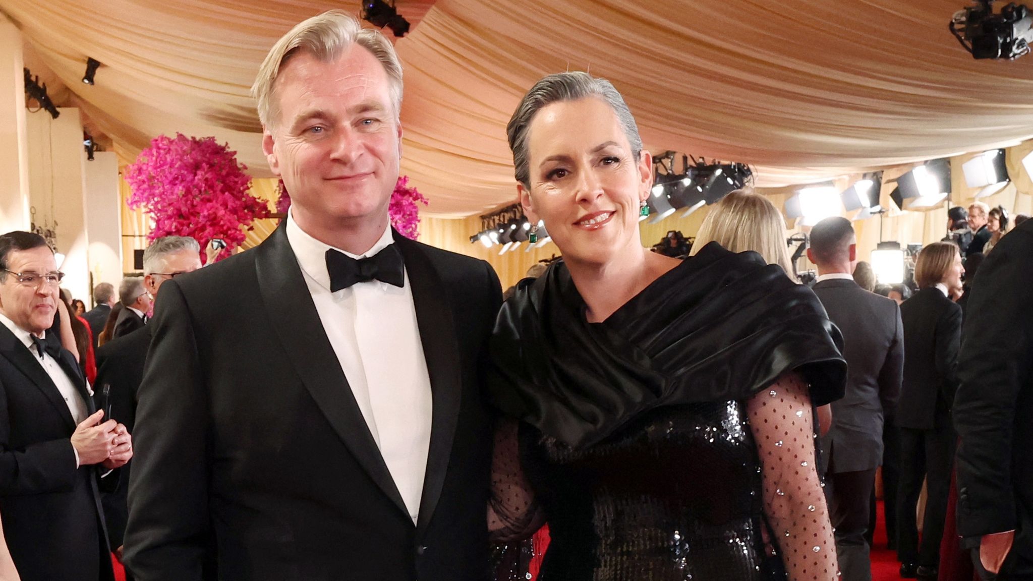 Will his film - Oppenheimer - be the movie of the night as is widely expected? Christopher Nolan with his wife, producer Emma Thomas. Pic: Reuters