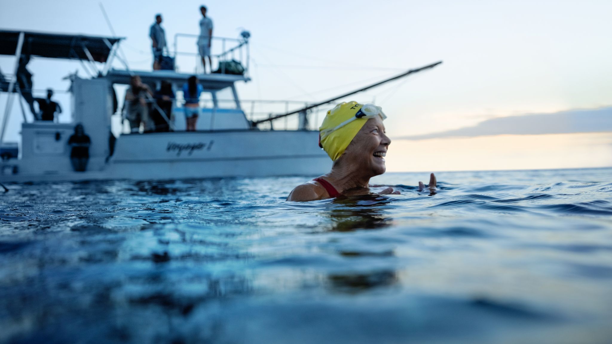 NYAD. Annette Bening as Diana Nyad in NYAD. Cr. Liz Parkinson/Netflix ..2023