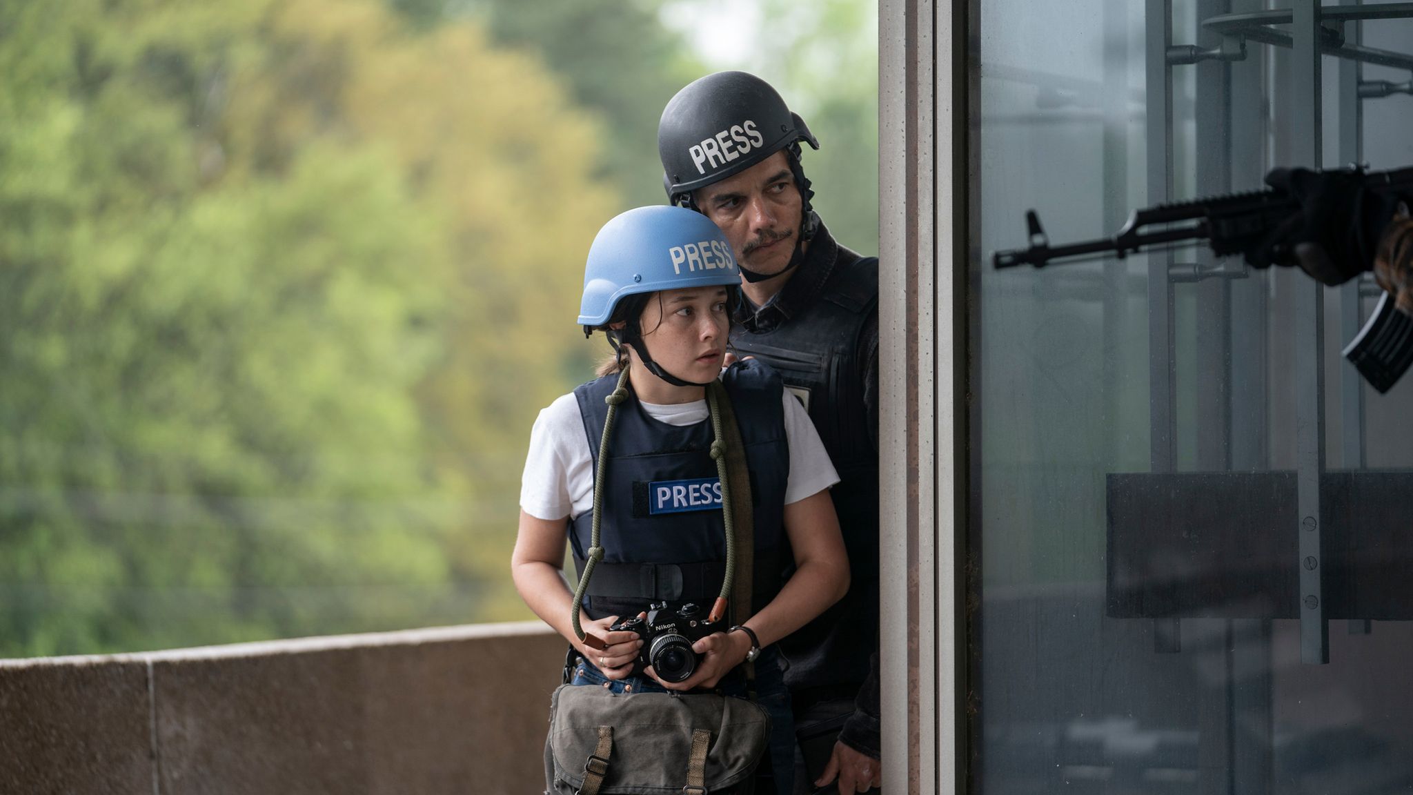 Cailee Spaeny, left, and Wagner Moura. Pic: Murray Close/A24/AP