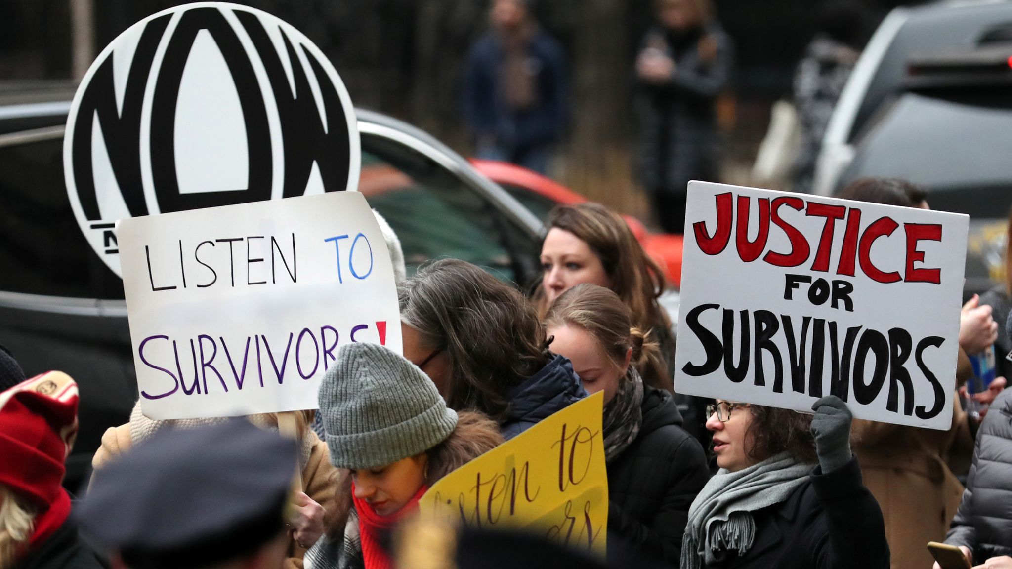 Demonstrators outside court ahead of first day of Harvey Weinstein&#39;s sexual assault trial