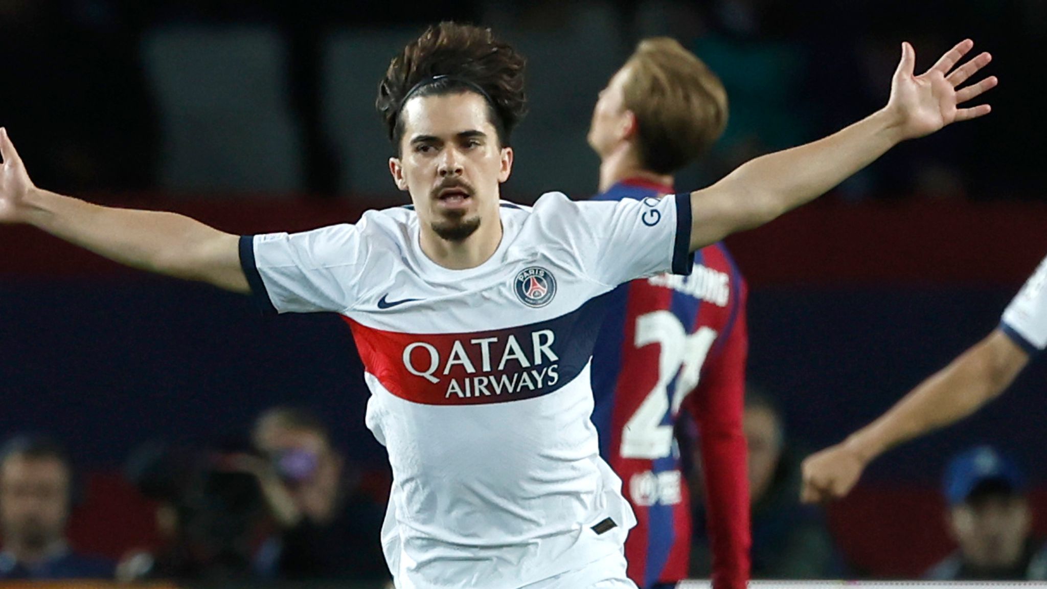 PSG's Vitinha celebrates after levelling the tie