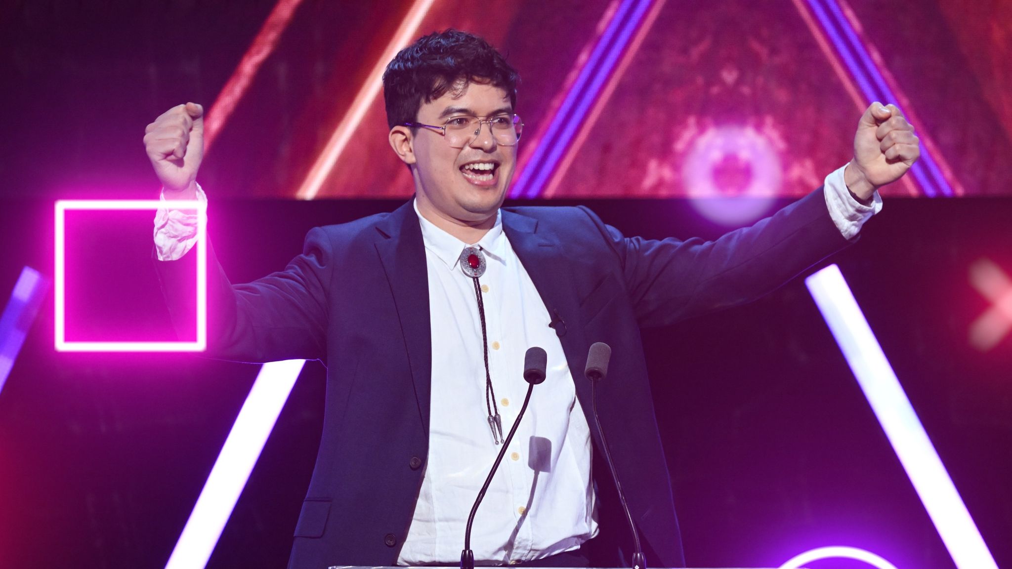 Phil Wang hosts the BAFTA Games Awards 2024. Pic: BAFTA