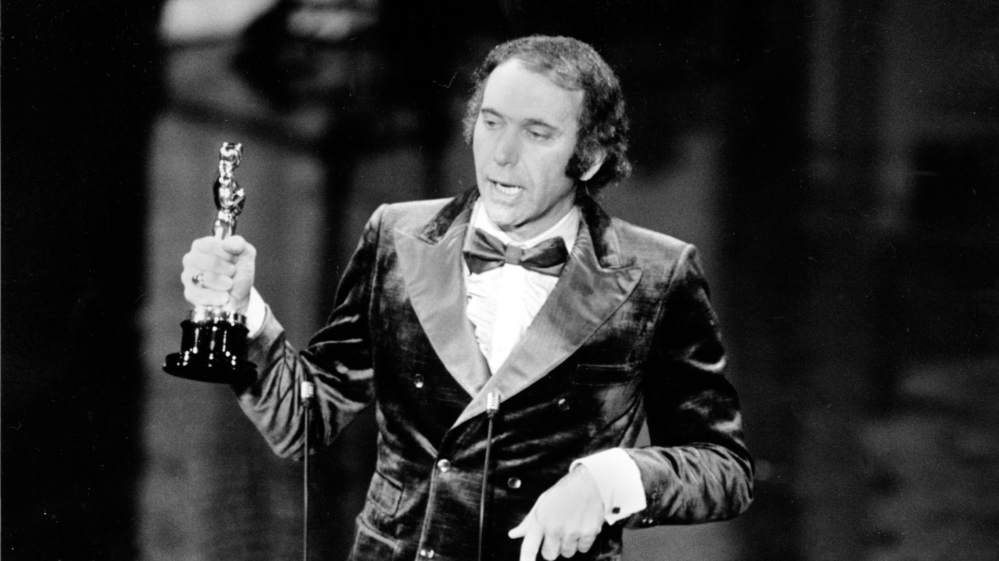 Producer Albert S. Ruddy holds his Oscar as he makes his acceptance speech at the 45th Annual Academy Awards ceremony in Los Angeles, Calif., on March 27, 1973. Ruddy produced "The Godfather," which won the best picture of the year award. (AP Photo)