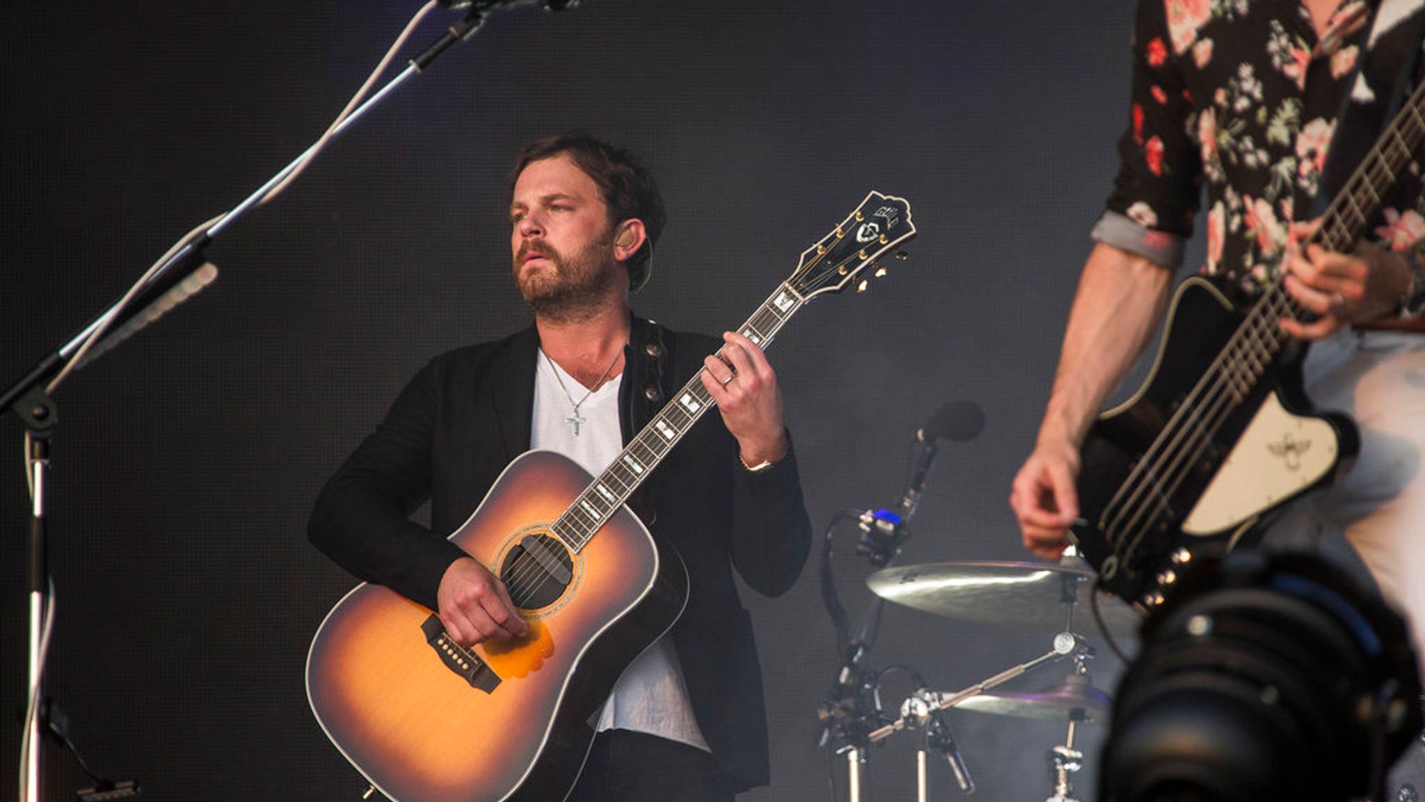 Caleb Followill, lead singer of Kings of Leon, performs on stage at the British Summertime Festival in Hyde Park, London, Thursday, July 6, 2017. (Photo by Joel Ryan/Invision/AP) 