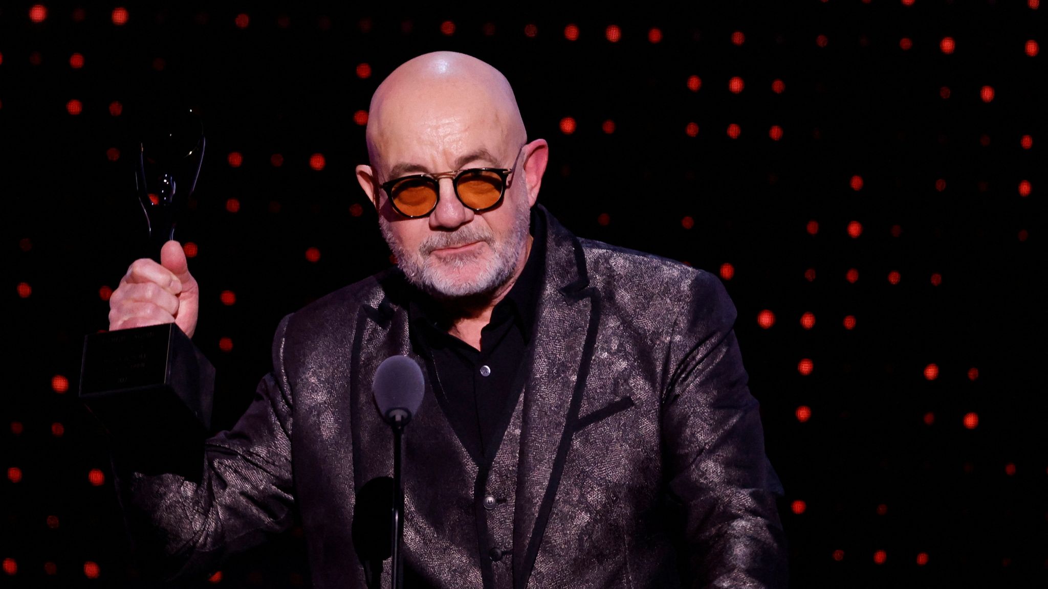 Bernie Taupin receives the Musical Excellence Award during the 38th Annual Rock & Roll Hall of Fame Induction Ceremony in Brooklyn, New York, U.S., November 3, 2023. REUTERS/Eduardo Munoz