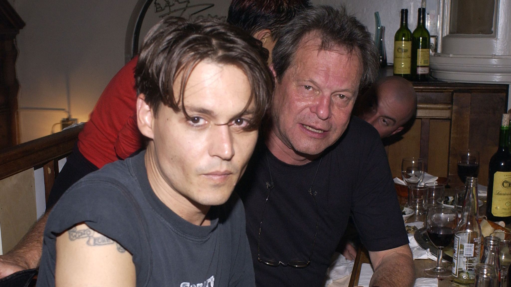 Mandatory Credit: Photo by Alan Davidson/Shutterstock (9789603o) Johnny Depp with Terry Gilliam (they Were in Spain Filming the Man Who Killed Don Quixote But It Collapsed After 6 Days of Shooting) La Mancha Premiere and Party London, UK - 25 Jul 2002