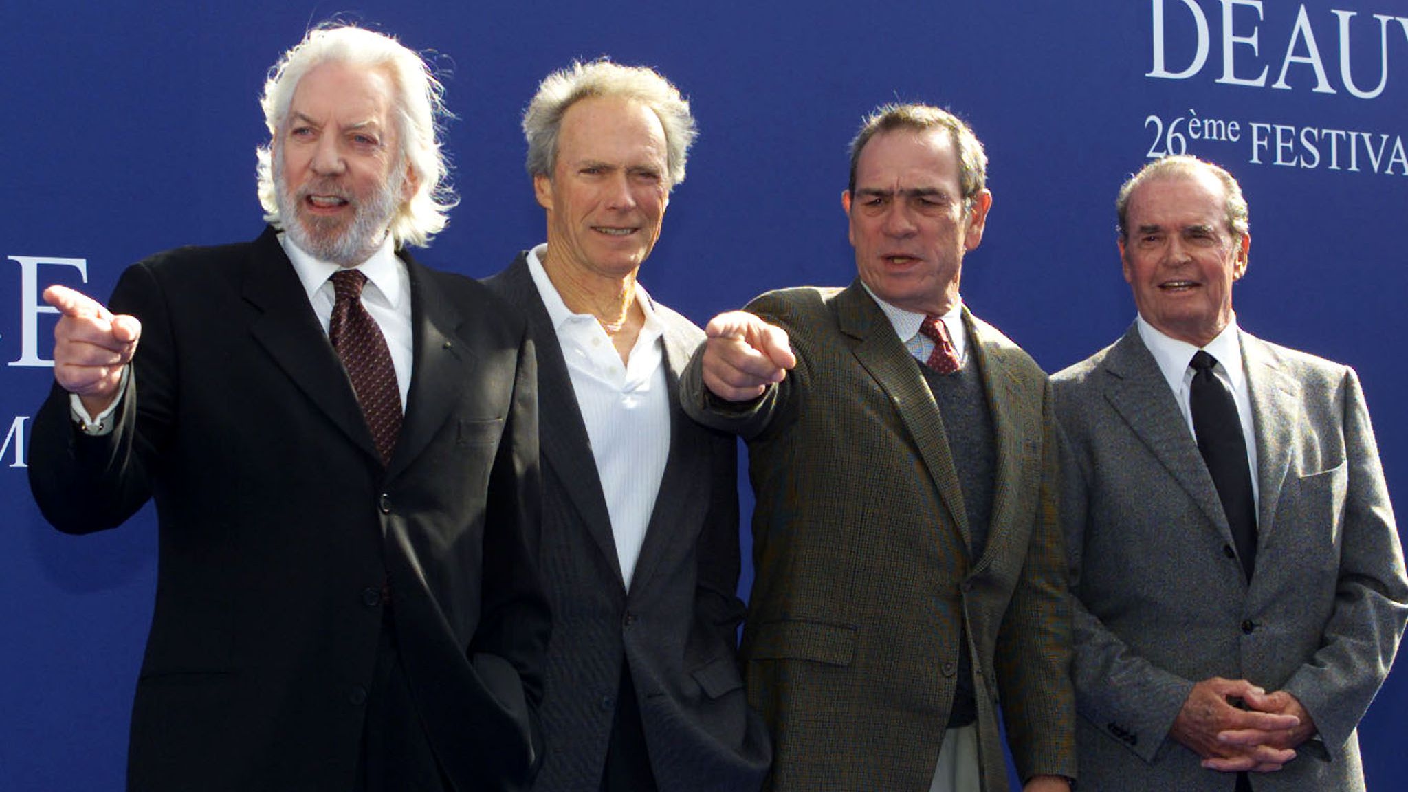 Sutherland with Clint Eastwood, James Garner and Tommy Lee Jones in 2000. Pic: Reuters