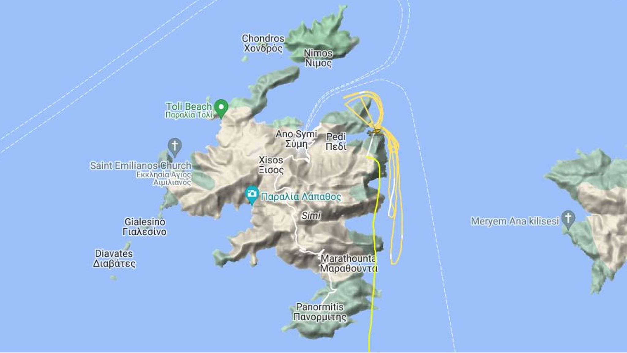 The helicopter's movements in the search on Thursday night. Pic: flightradar24