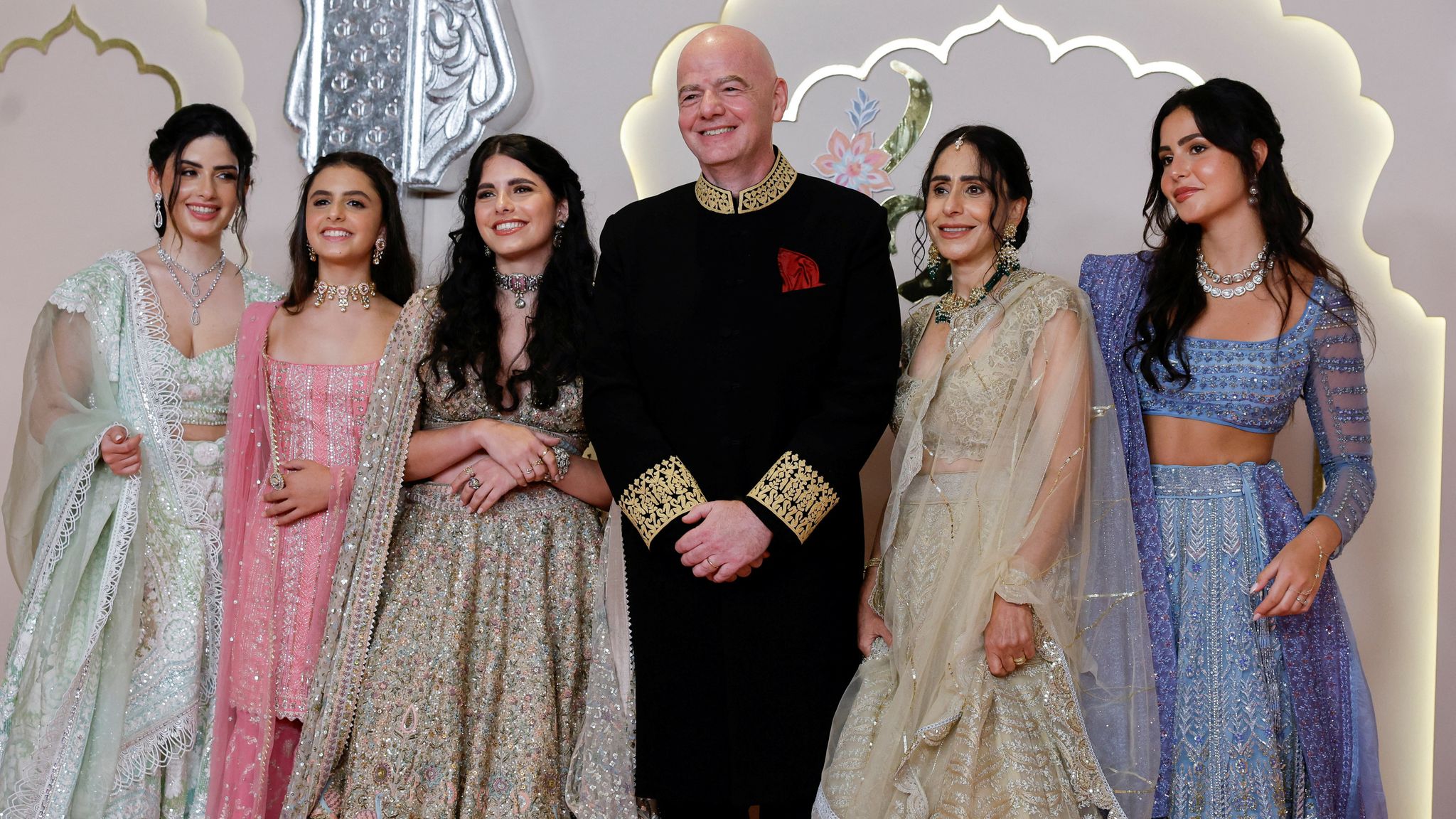 FIFA president Gianni Infantino, his wife Leena Al Ashqar and their children. Pic: Reuters