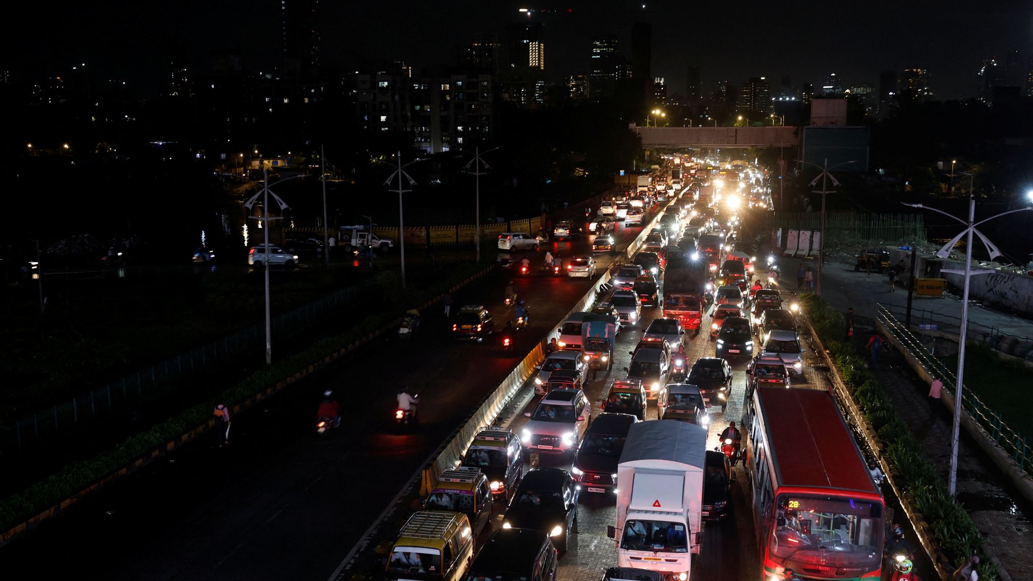 Traffic near the venue. Pic: Reuters