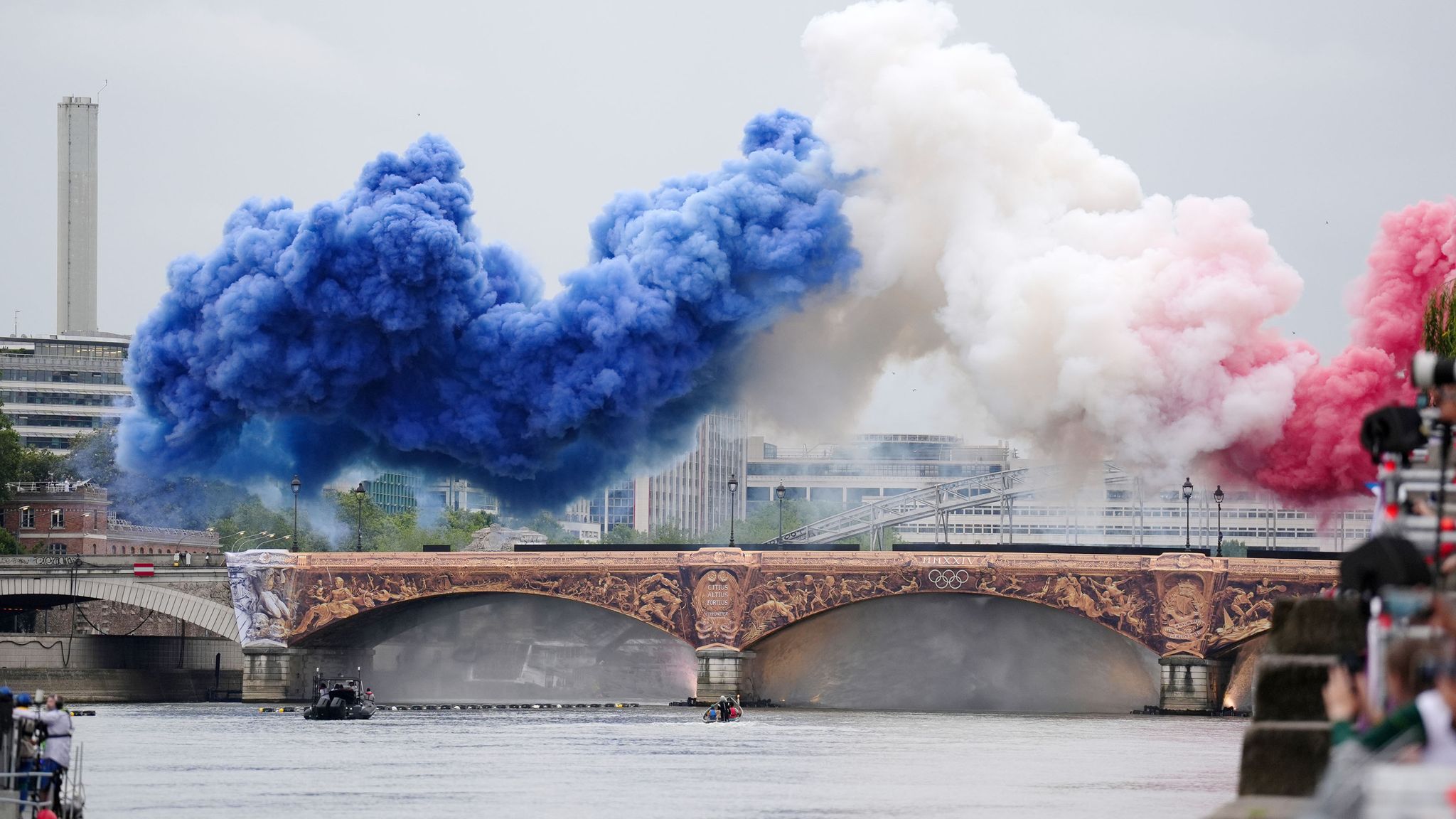 Smoke resembling the flag of France. Pic:PA