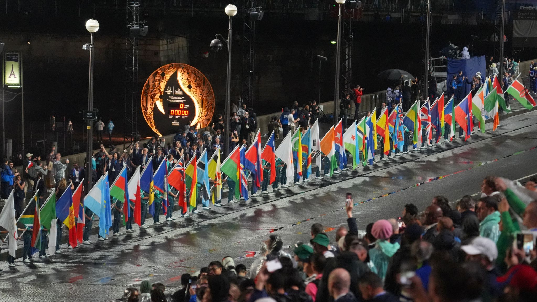 A general view of country flags during the Opening Ceremony for the Paris 2024 Olympic Summer Games. Pic: Reuters