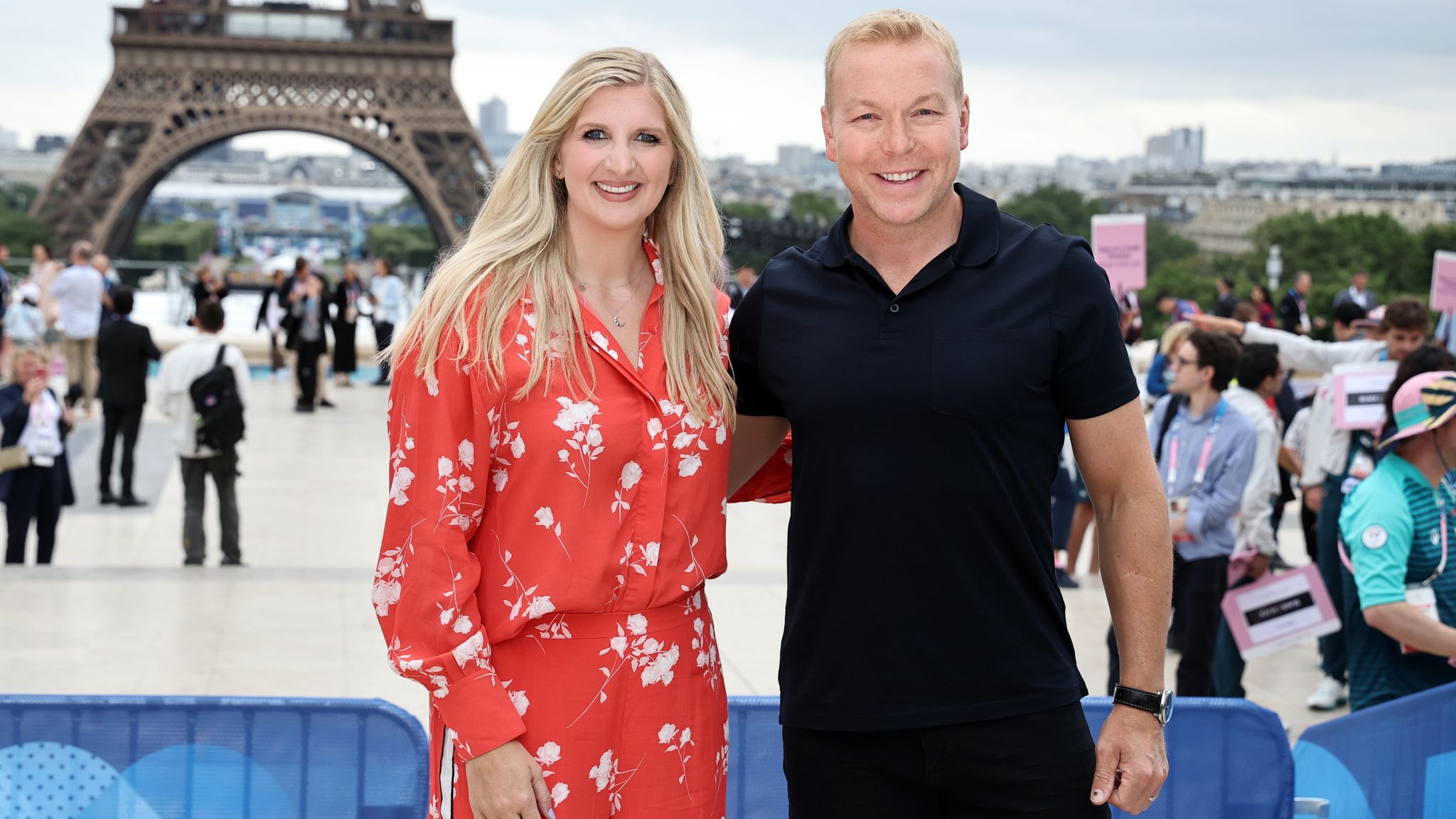 Chris Hoy and Rebecca Adlington arrive at the Trocadero ahead of the opening ceremony for the Paris 2024 Olympic Games. Pic PA