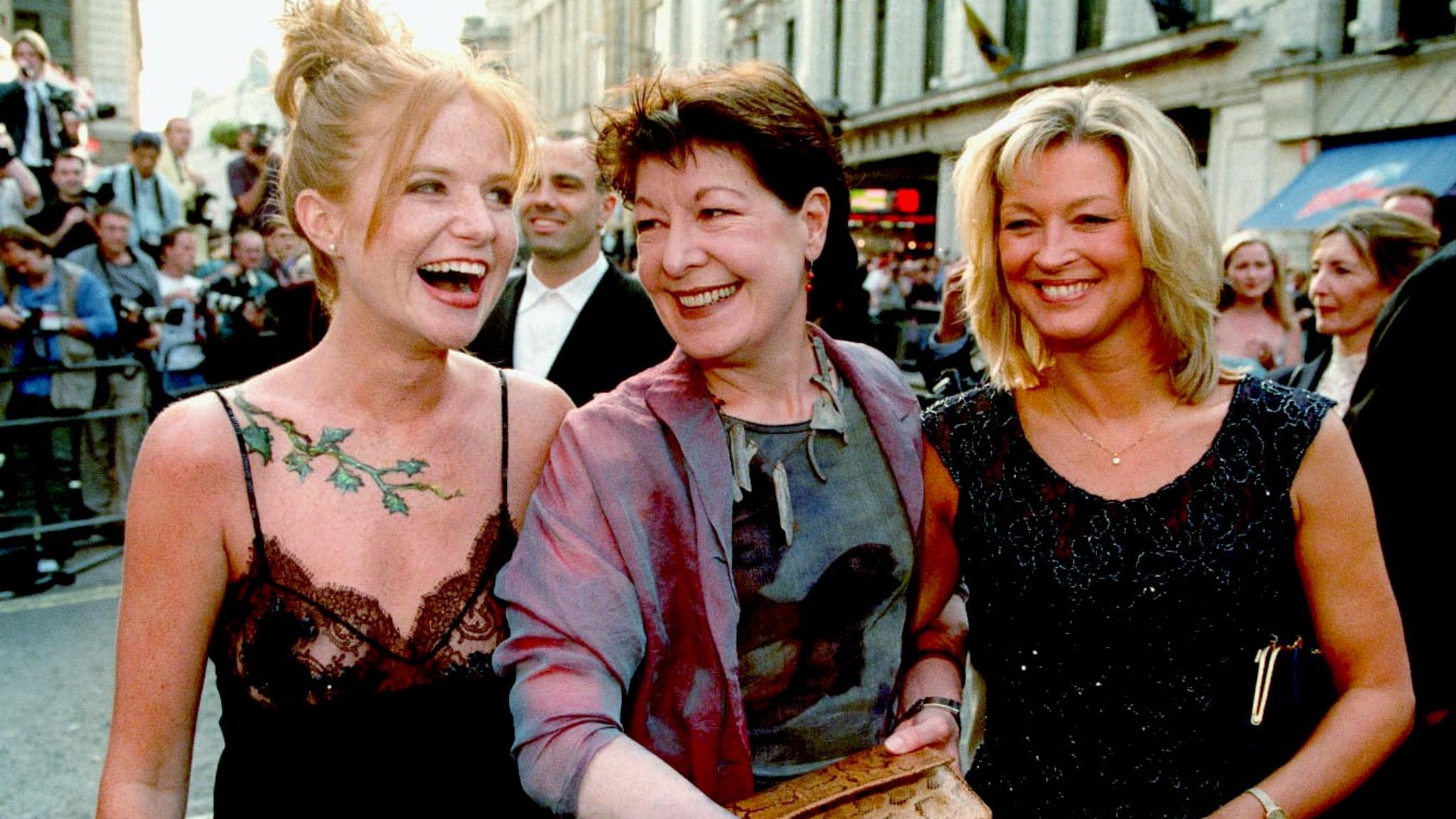 Co-Stars from BBC Soap Eastenders, Patsy Palmer, Roberta Taylor and Gillian Taylforth arrive for the BAFTA TV awards. Pi: PA