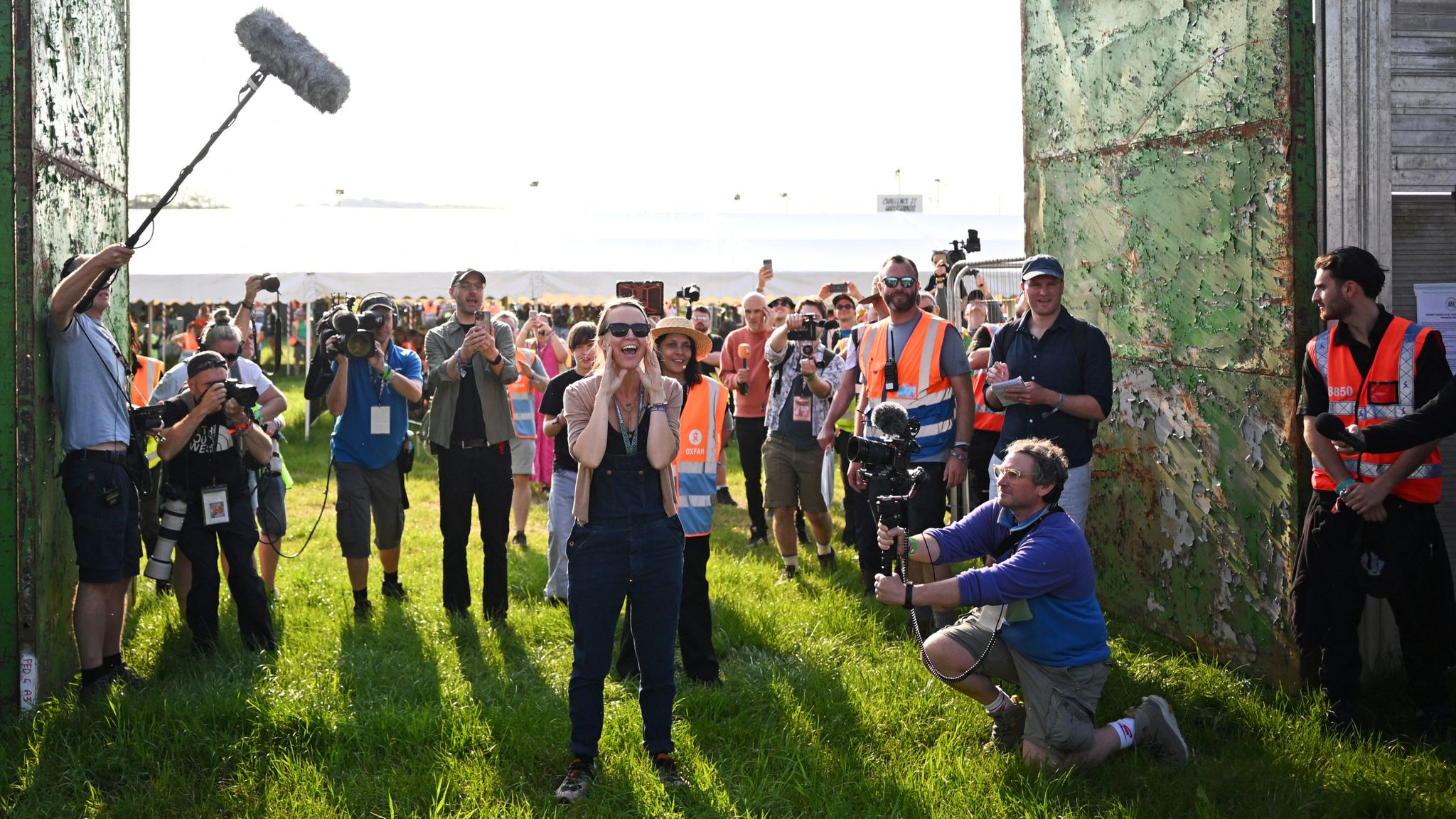 Pic: Reuters Emily Eavis, co-organiser of the annual Glastonbury Festival, officially opens the gates at Worthy Farm for the Glastonbury Festival, in Pilton, Somerset, Britain, June 26, 2024. REUTERS/Dylan Martinez