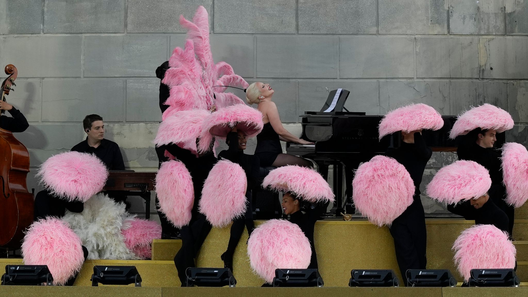 Lady Gaga performs in Paris, France, ahead of the opening ceremony of the 2024 Summer Olympics. Pic:AP