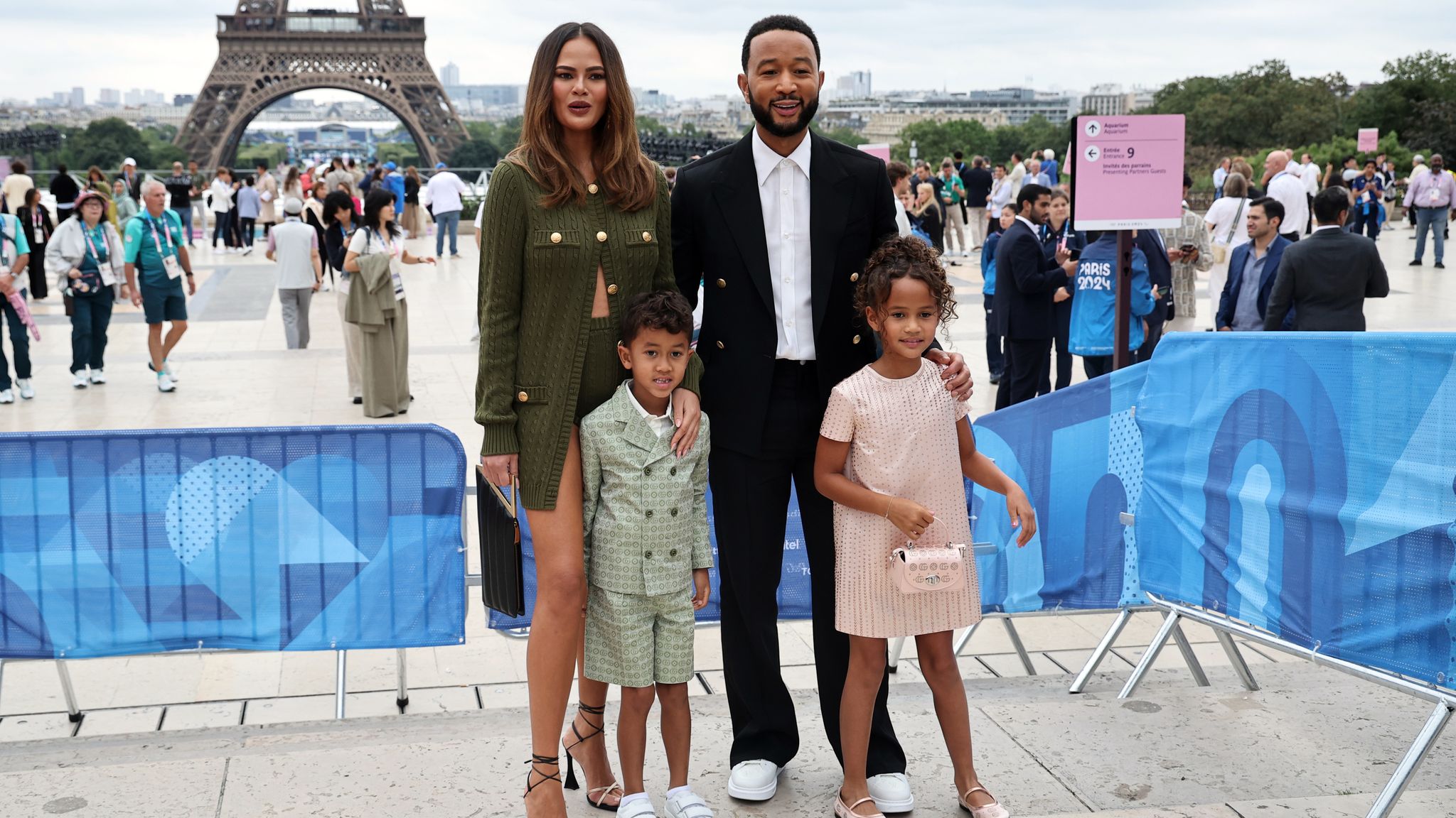 John Legend and his wife Chrissy Teigen arrives at the Trocadero ahead of the opening ceremony for the Paris 2024 Olympic Games. Pic: PA