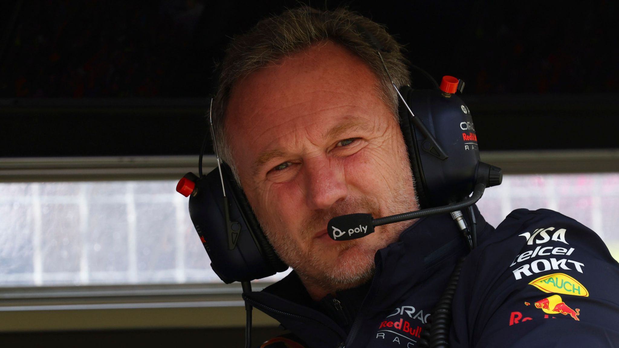 Red Bull team principal Christian Horner watches during the qualifying session at the Silverstone racetrack, Silverstone, England, Saturday, July 6, 2024. The British Formula One Grand Prix will be held on Sunday. (AP Photo/Andrew Boyers/Pool)