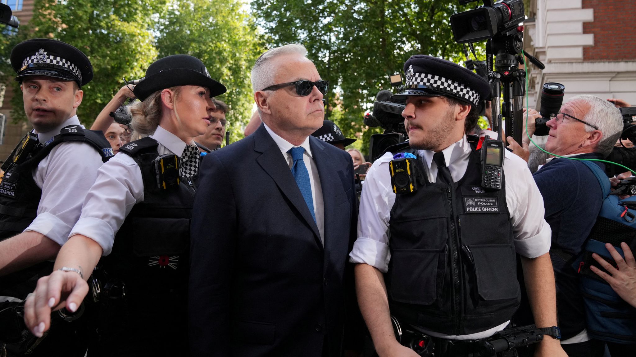 Huw Edwards outside Westminster Magistrates' Court. Pic: Reuters