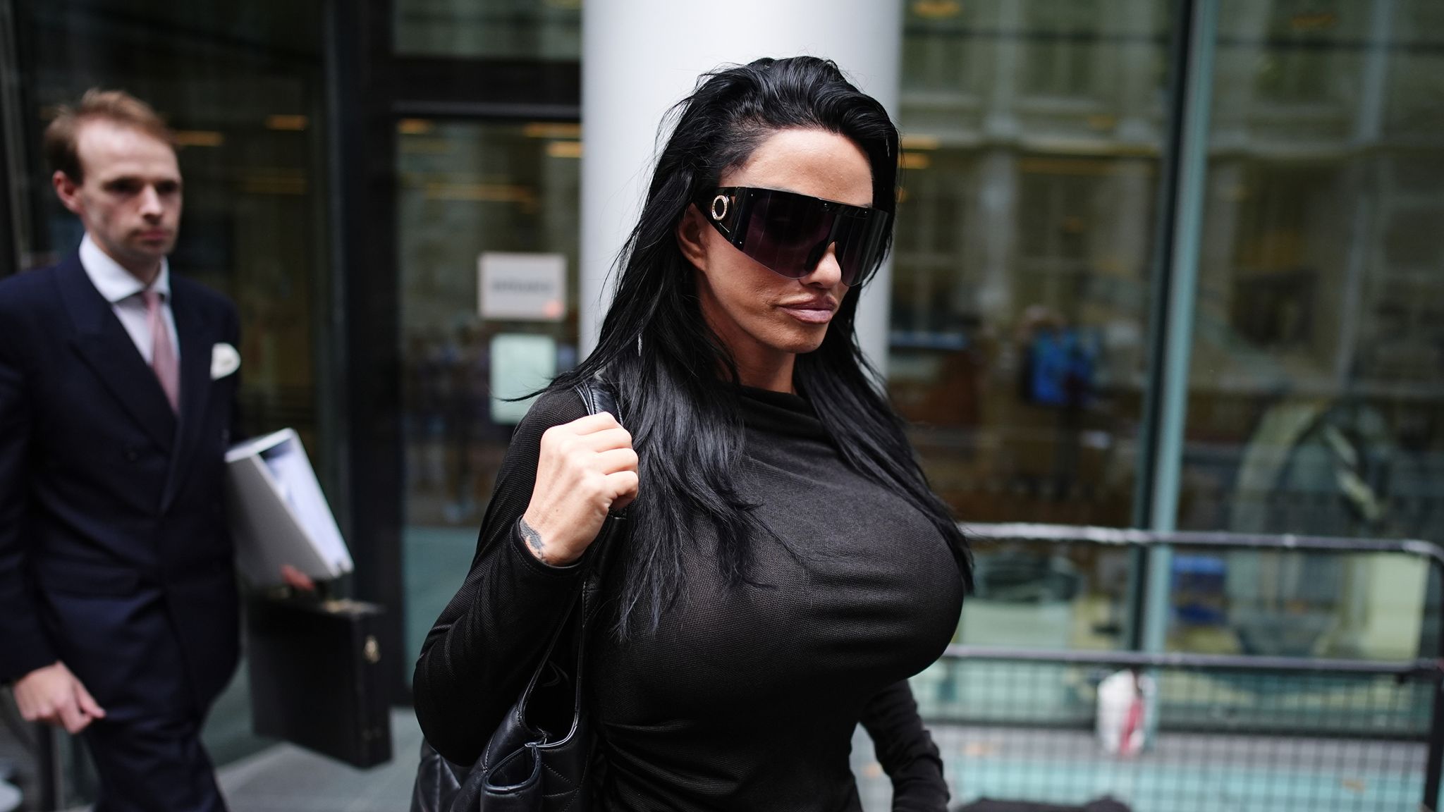 Katie Price leaving the Rolls Building, London, after facing questions over her finances at a public examination in court. Picture date: Tuesday August 27, 2024. PA Photo. See PA story COURTS Price. Photo credit should read: Aaron Chown/PA Wire