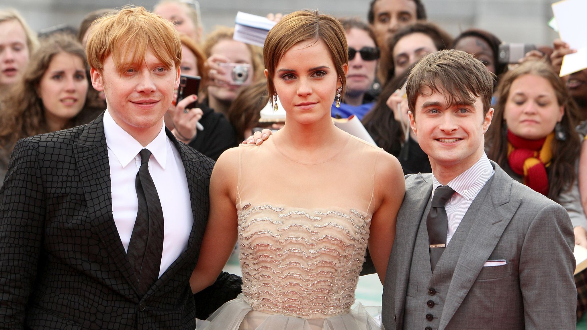 Rupert Grint, Emma Watson and Daniel Radcliffe at the world premiere of Harry Potter And The Deathly Hallows: Part 2.