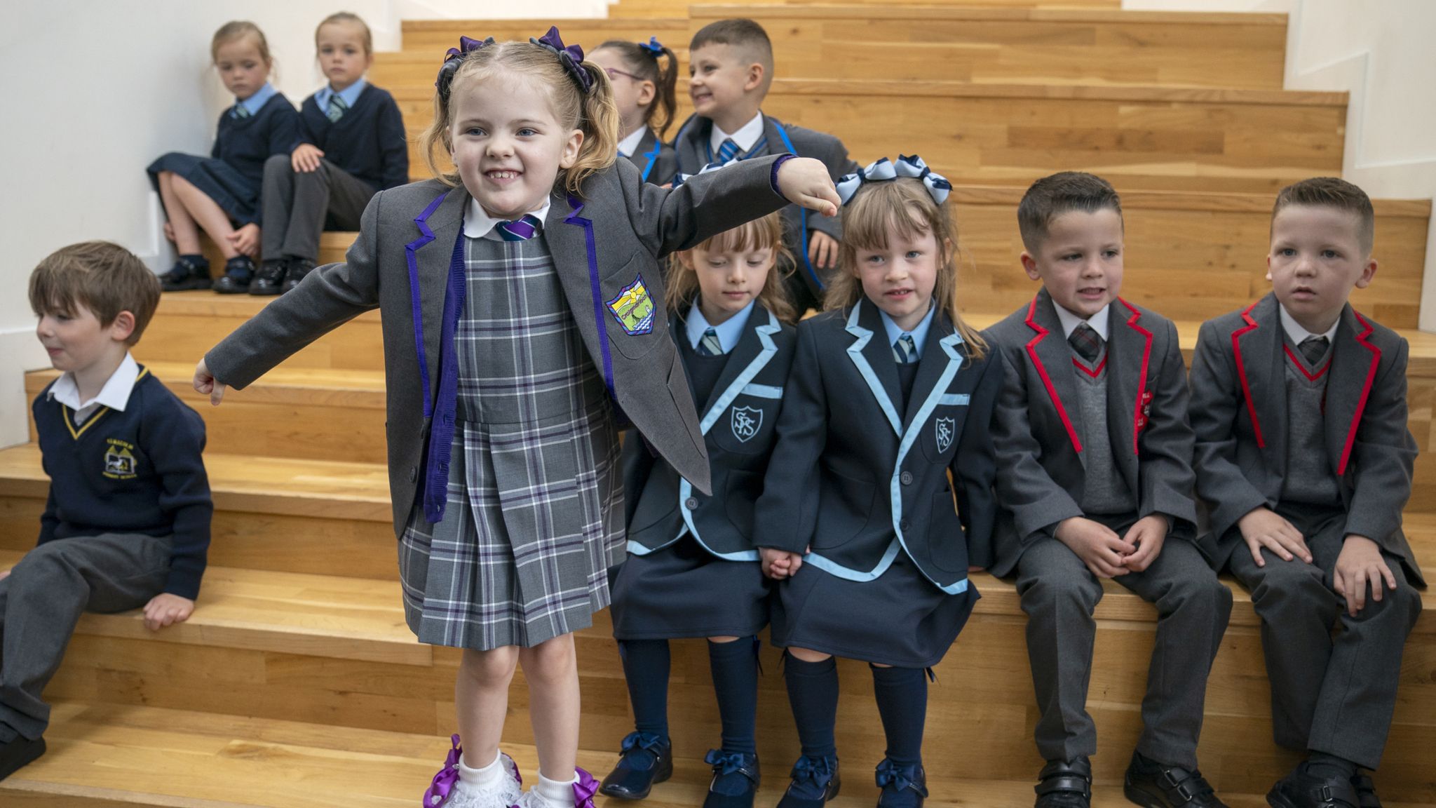 Some of the sets of twins that are due to start the new school term in the Inverclyde area pose for photographs at St Patrick's Primary School in Greenock, Inverclyde, ahead of the first day at their respective schools. Picture date: Tuesday August 13, 2024.