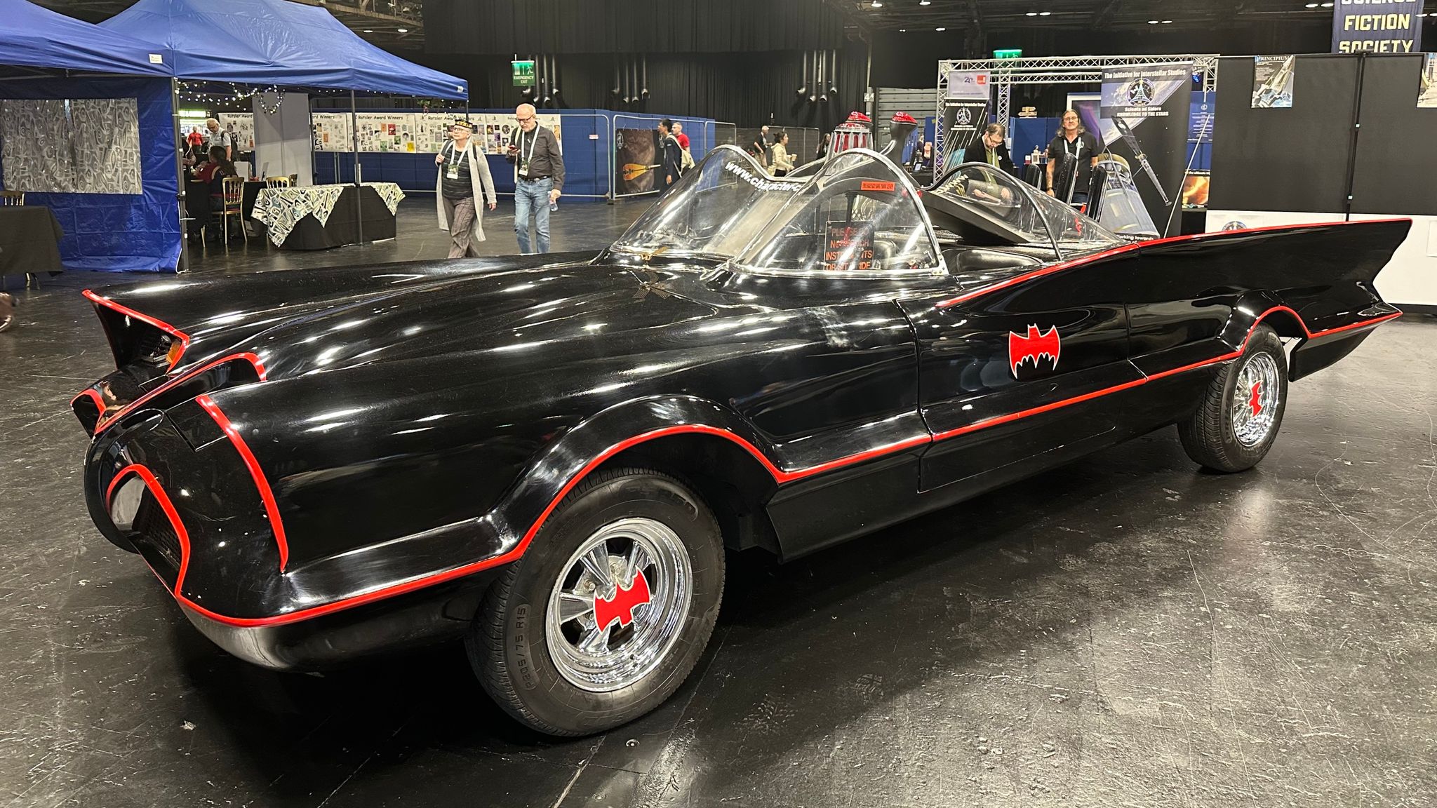 A Batmobile in one of the SEC Centre halls. Pic: Sky News