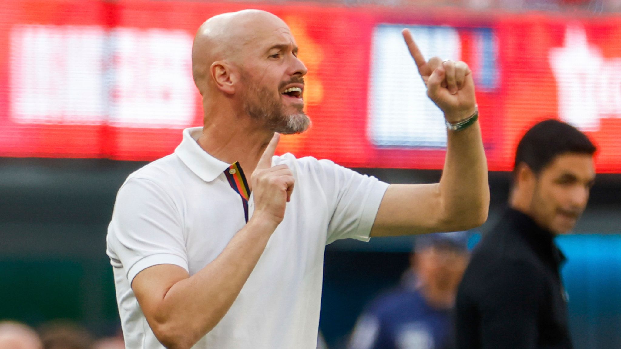 Ten Hag directs during the pre-season friendly in California